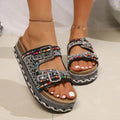 Beaded Buckle Platform Sandals