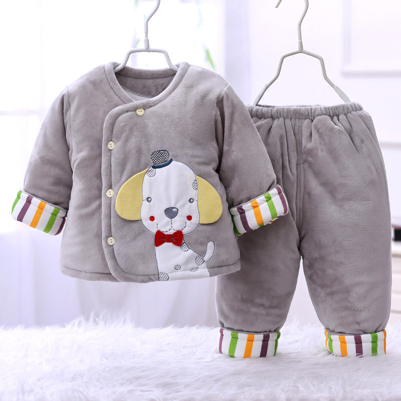 Baby Cotton Padded Coat Winter Thick Suede Cotton Jacket Quilted Two Newborn Winter Clothing