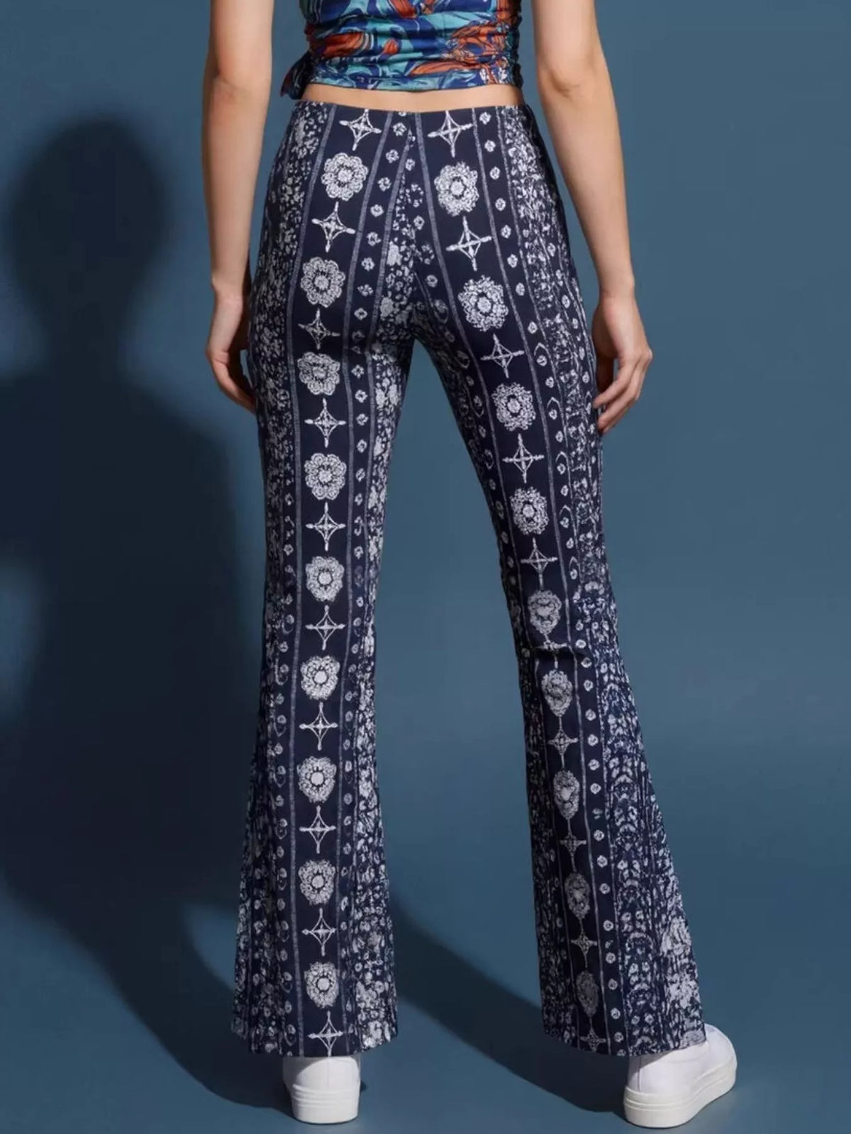 High-Waisted Printed Flared Pants