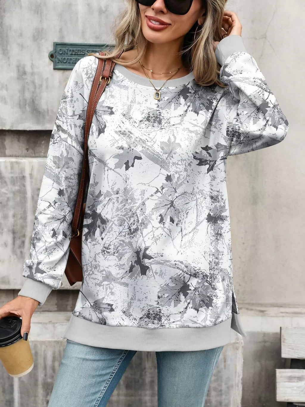 Camouflage Print Crewneck Sweatshirt