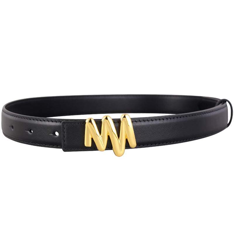 Gold Buckle Leather Belt