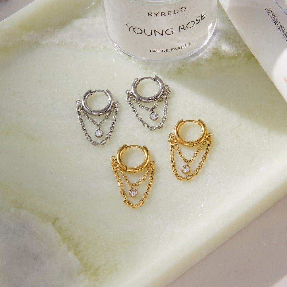 Zircon Tassel Hoop Earrings Collection