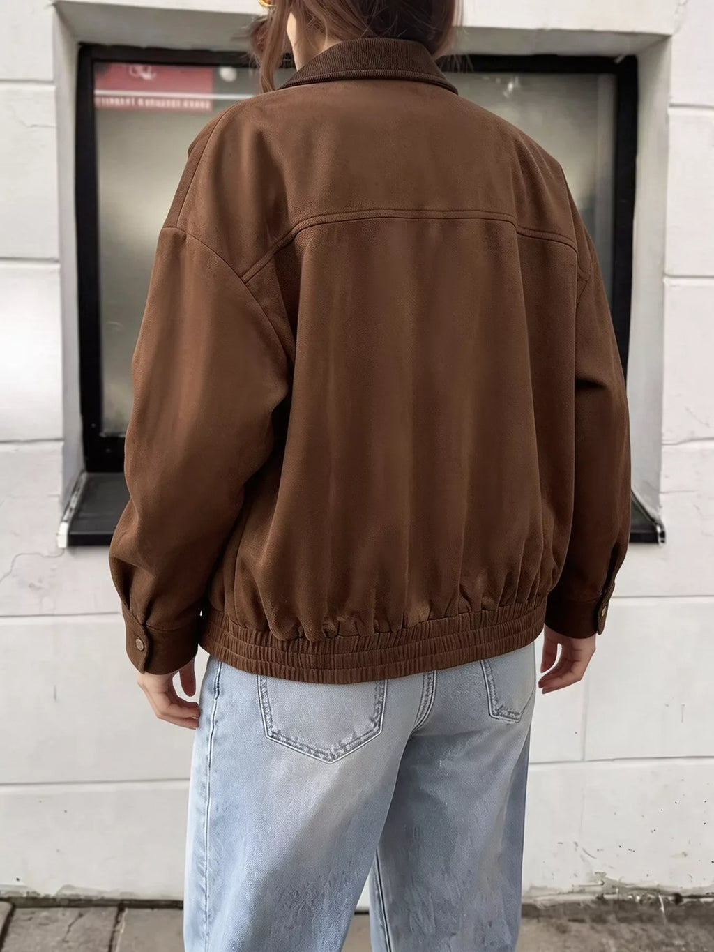 Corduroy Collar Zip-Up Jacket