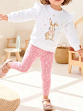 Children's Adorable Bunny Graphic Sweatshirt and Leggings Set
