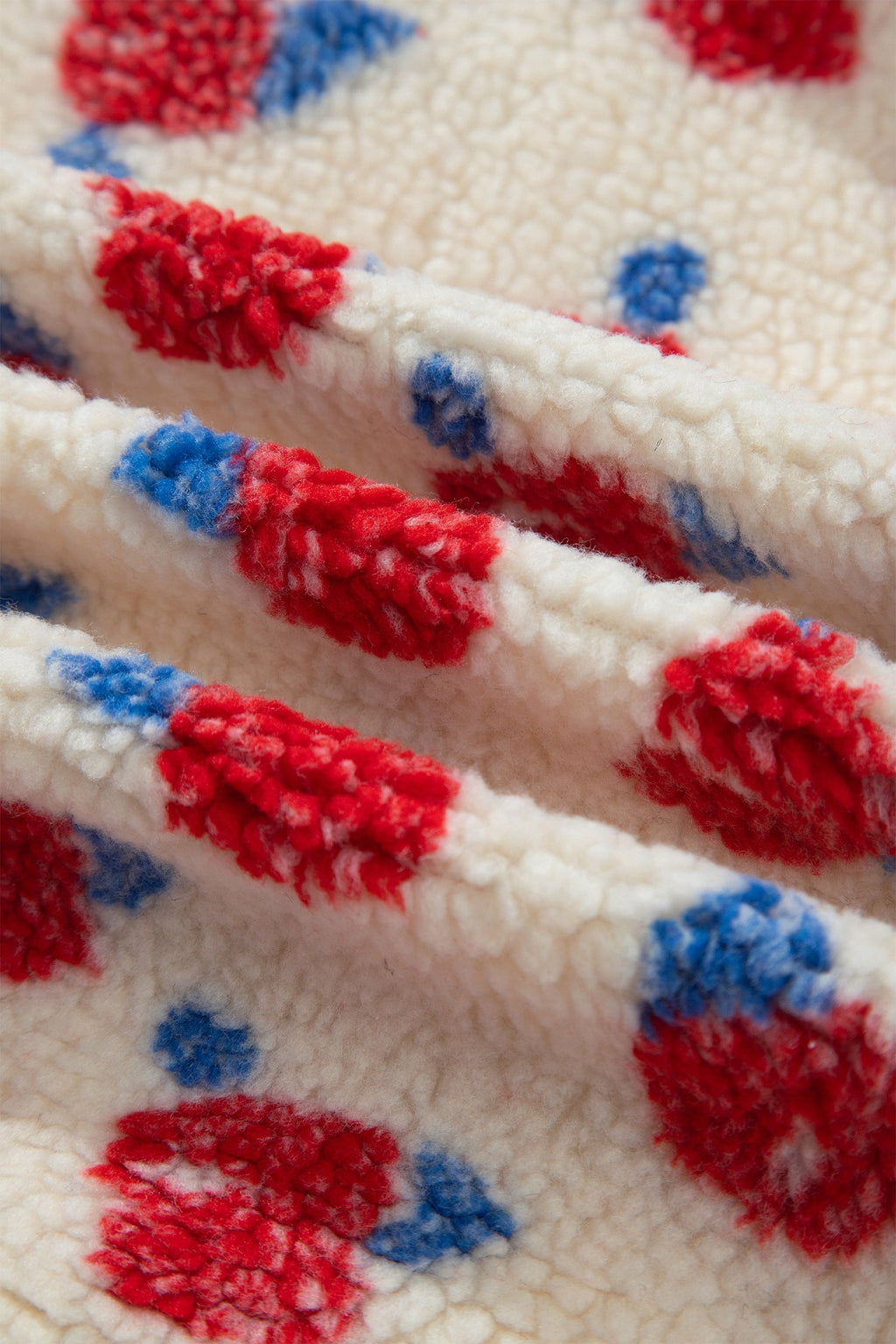 Floral Fleece Contrast Trim Zip Up Coat