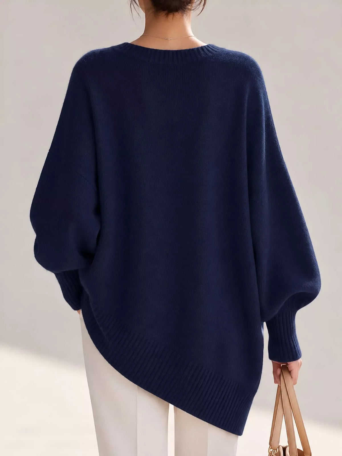 Full Size V-Neck Oversized Batwing Sleeve Sweater Plus Size