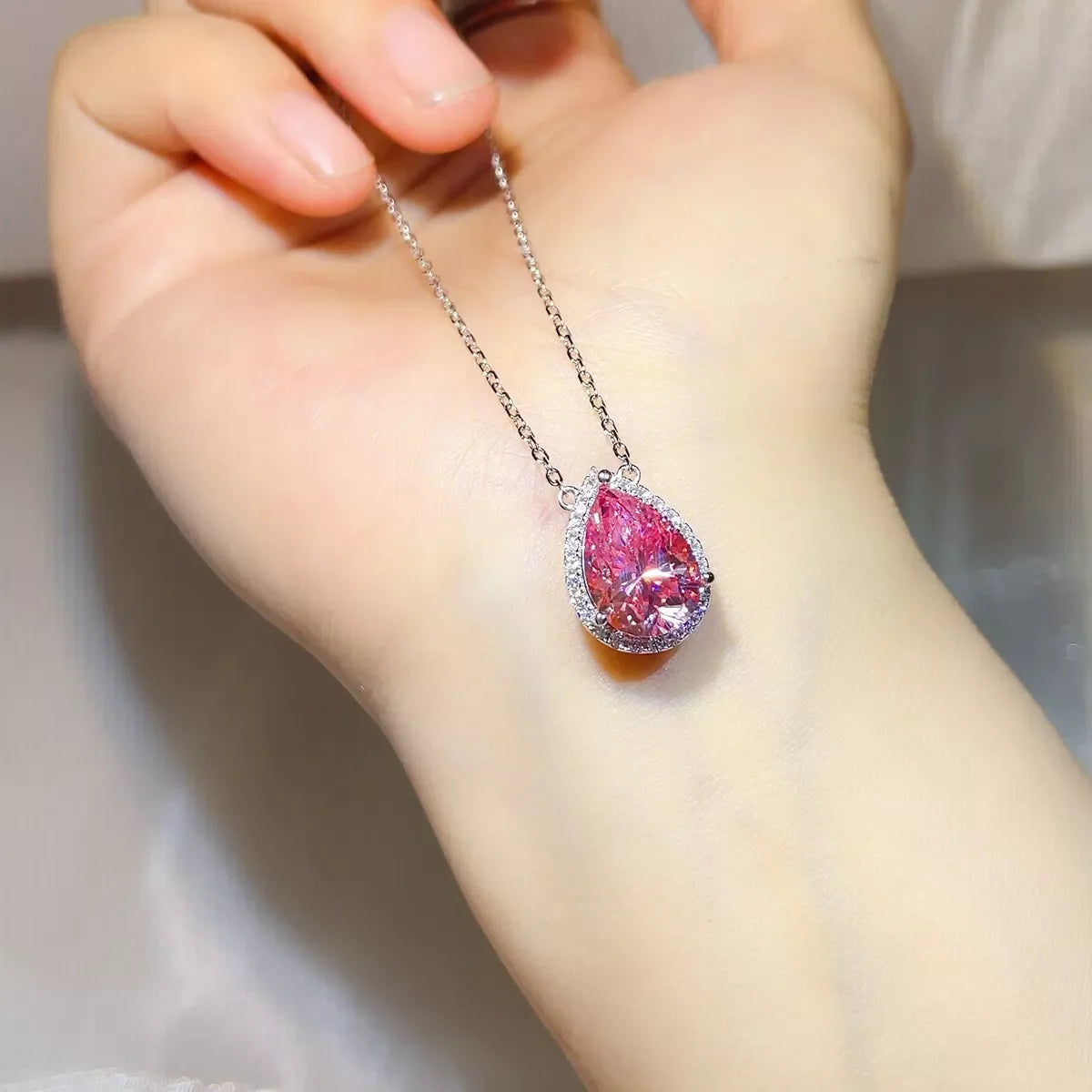 5 Carat 925 Sterling Silver Moissanite Pendant Necklace