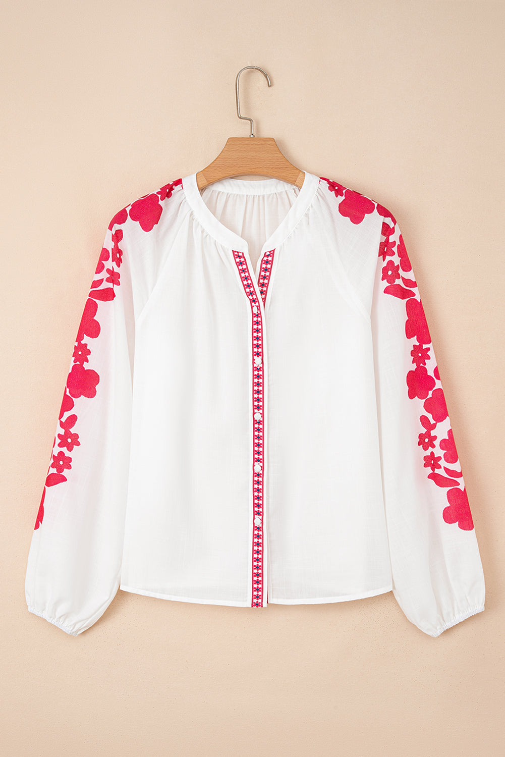 Floral Embroidered Puff Long Sleeve Shirt