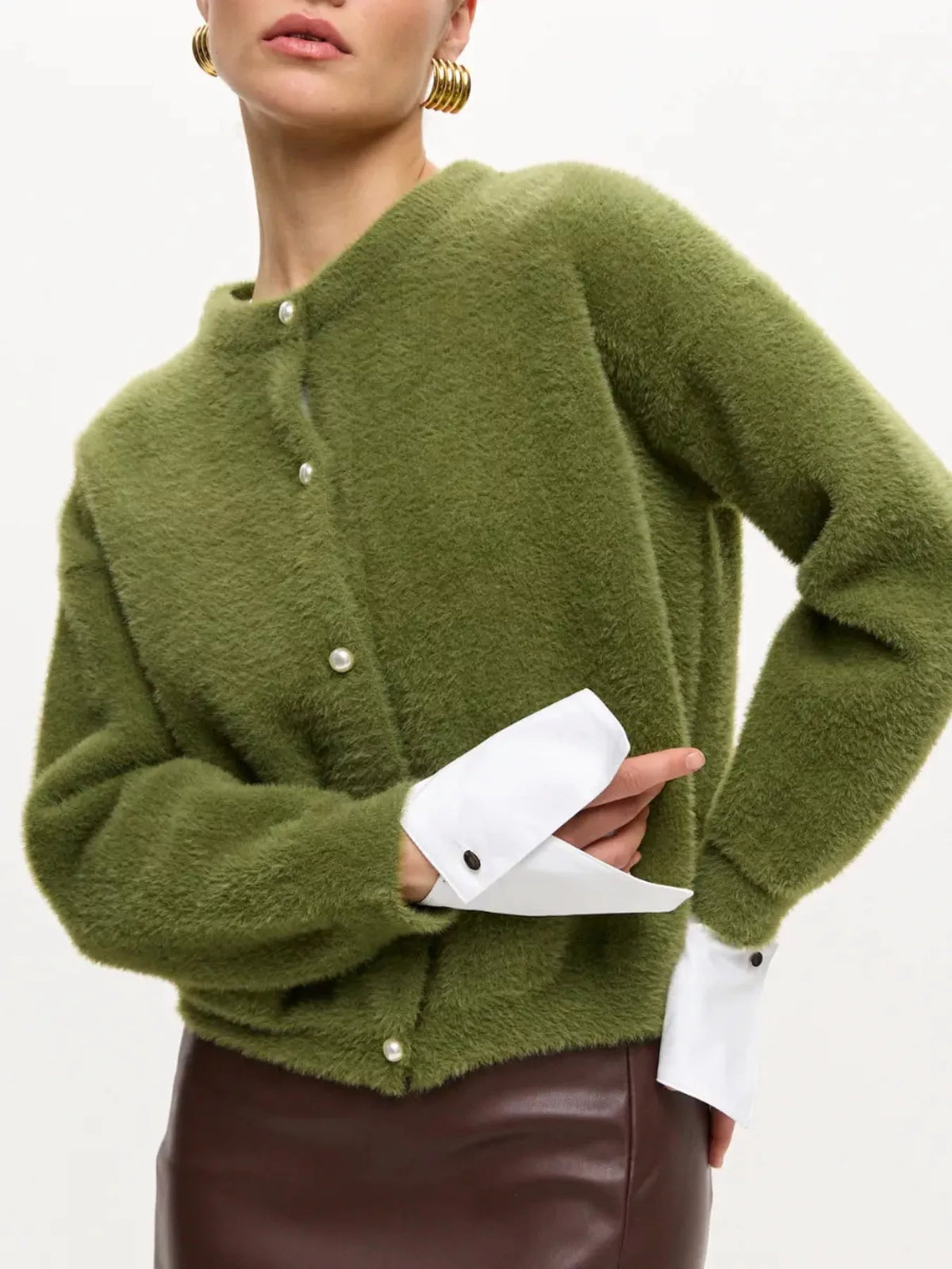 Fuzzy Knit Button Down Cardigan