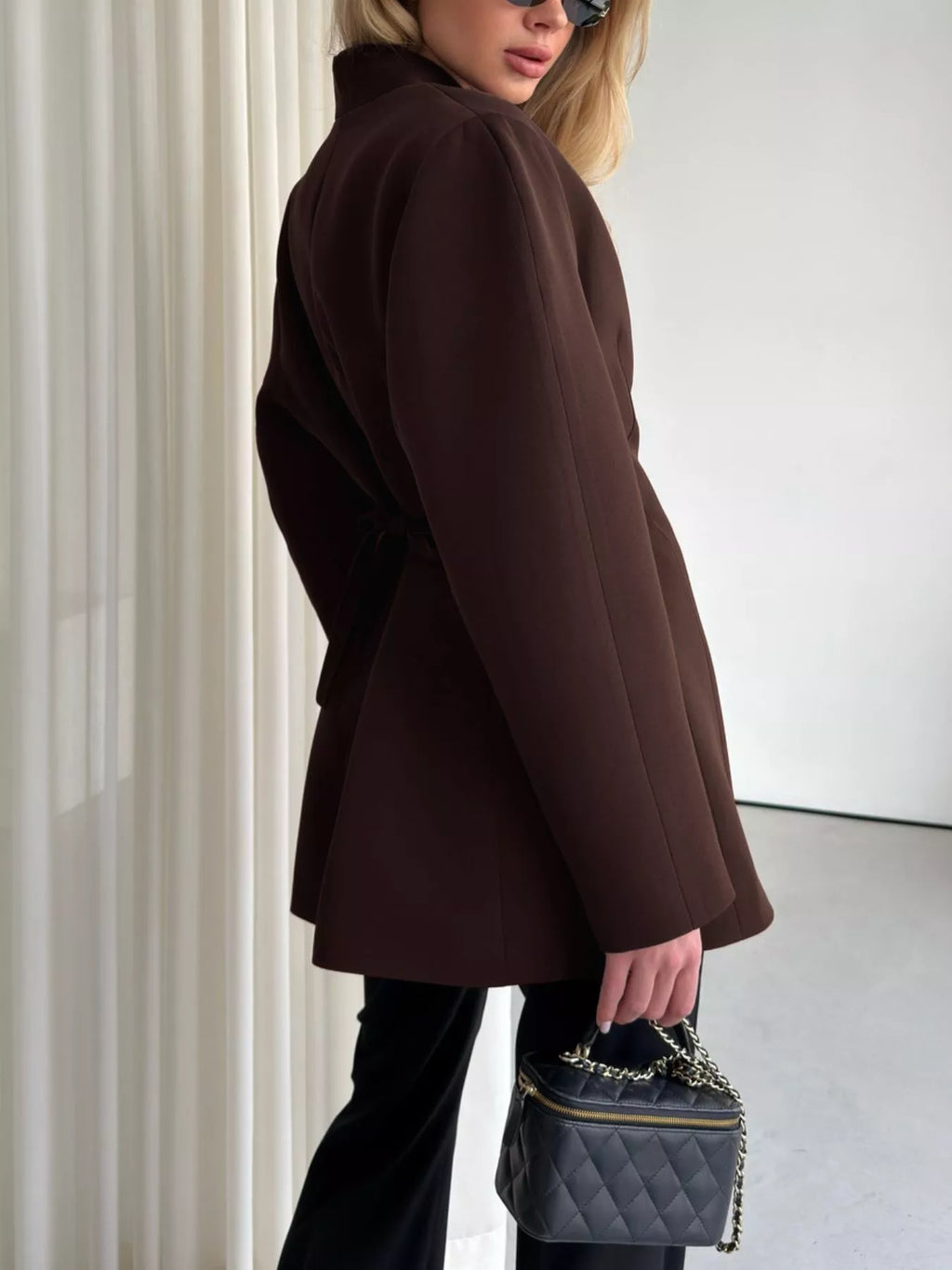 One Button Long Sleeve Blazer