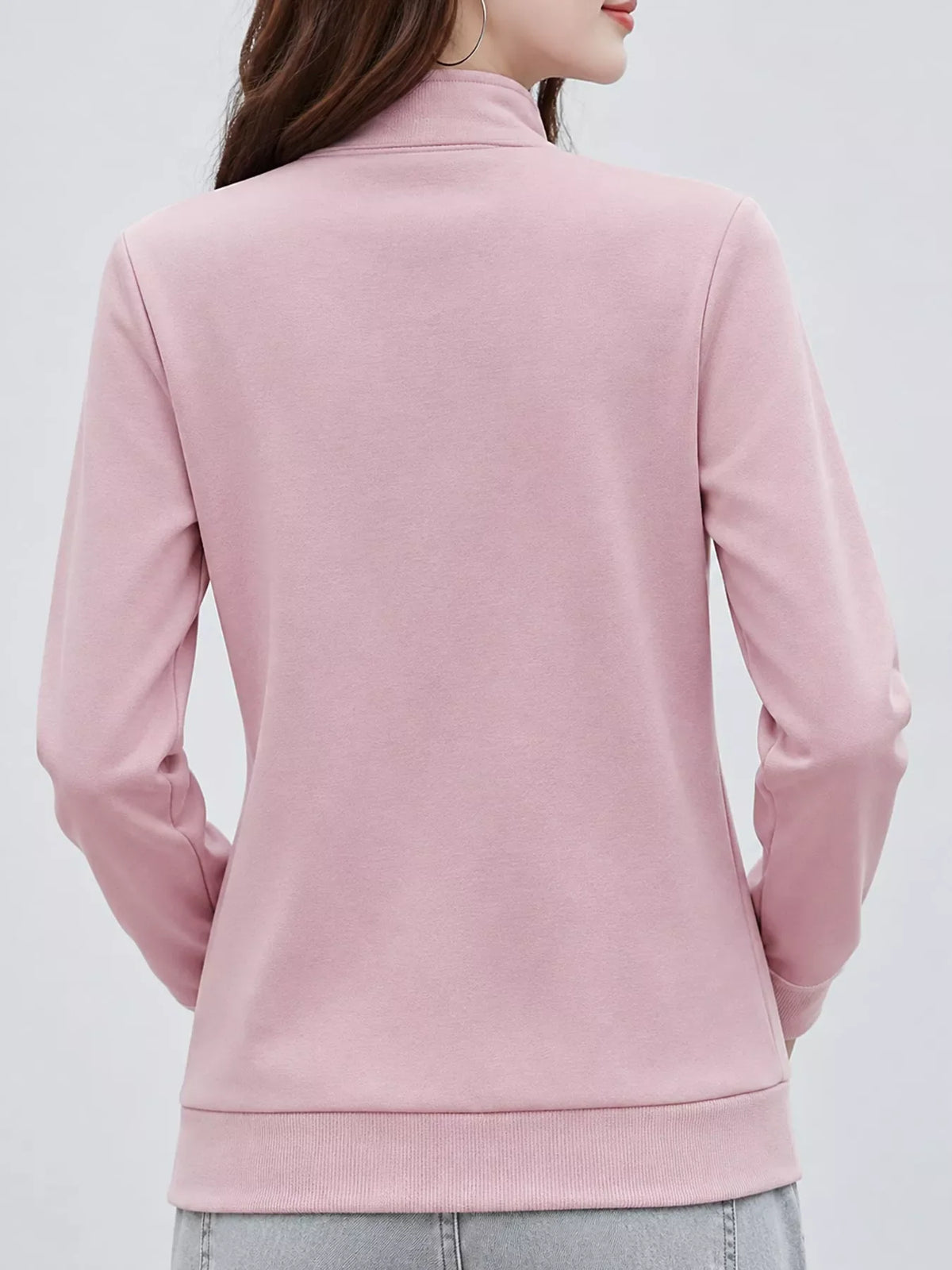 Full Size Stand-Collar Zip-Up Sweatshirt Plus Size