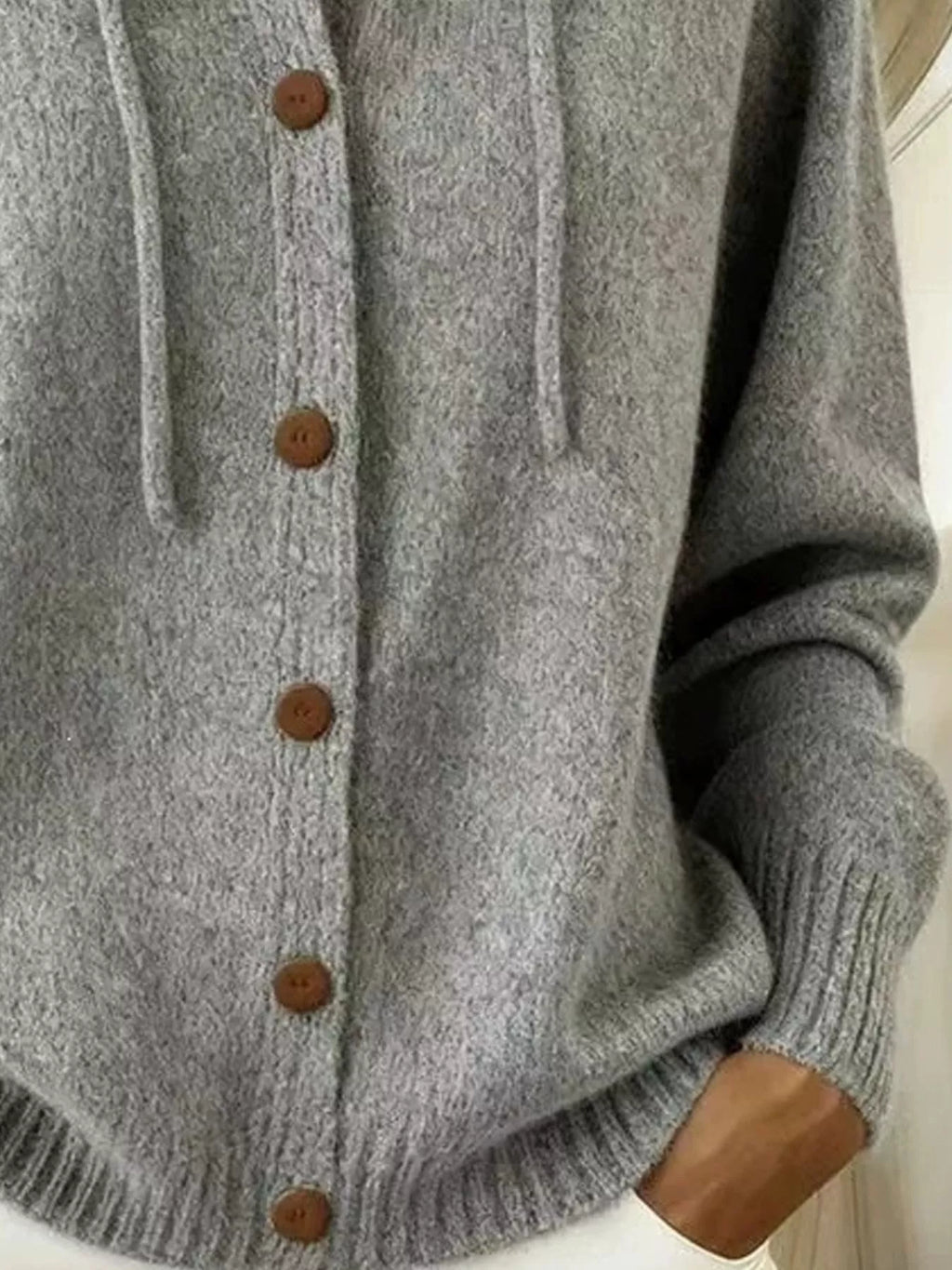 Hooded Button-Up Cardigan