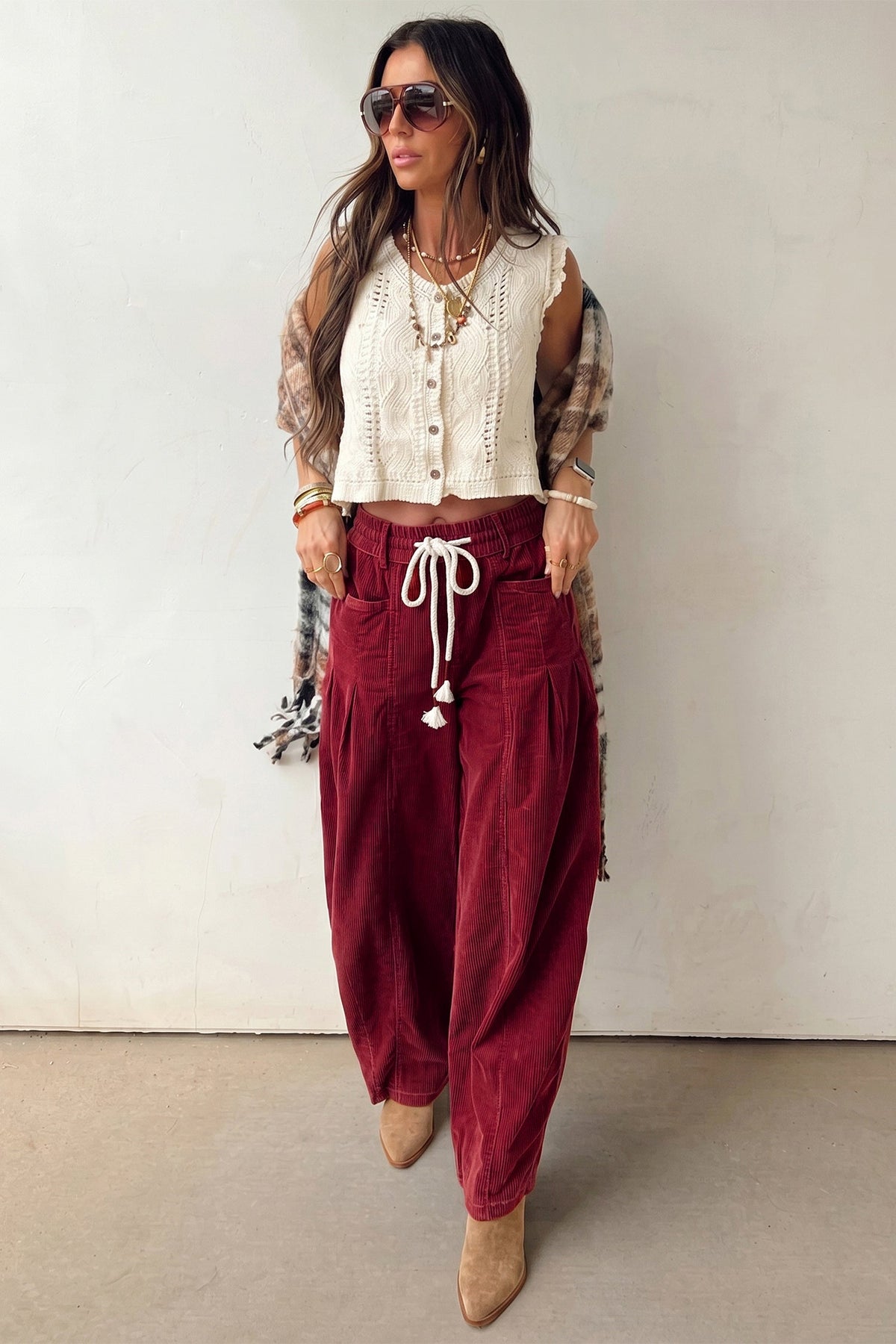 Sienna Drawstring Corduroy Casual Pants