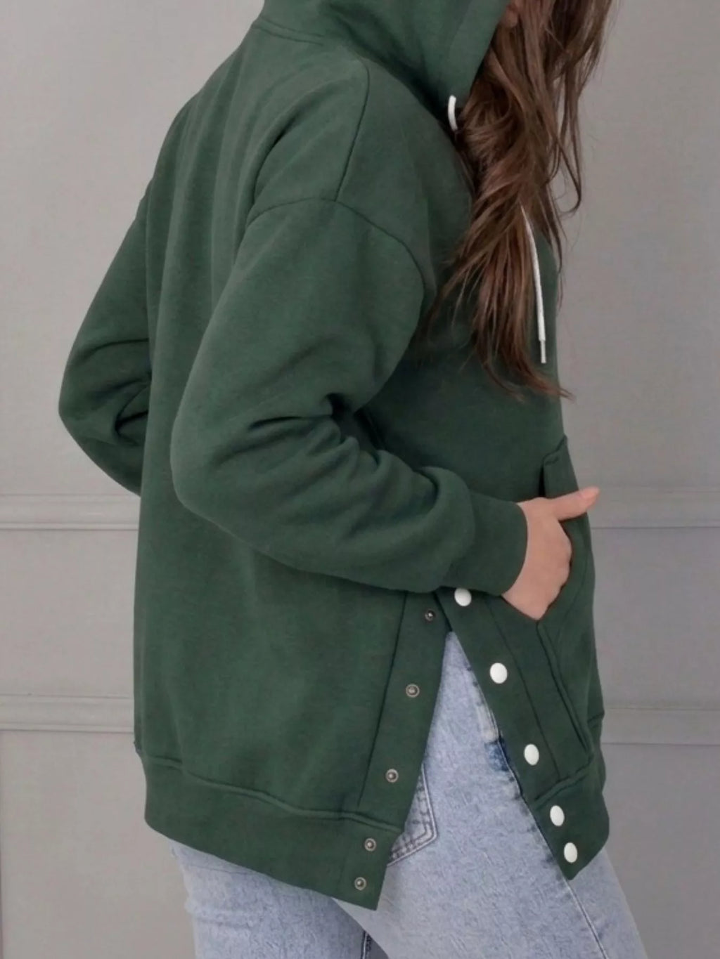 Side Snap Quarter-Zip Hoodie