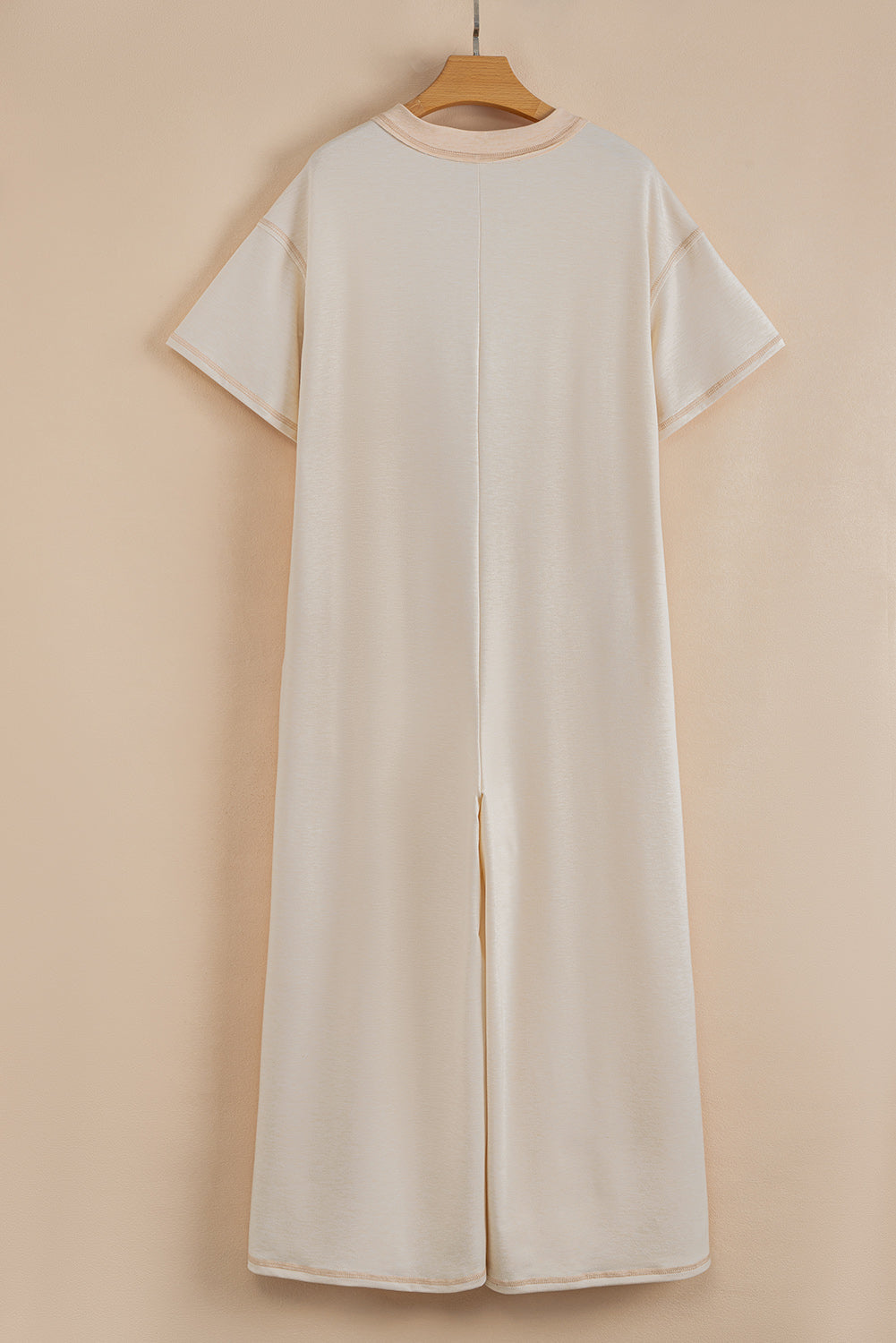 Half Placket Chest Pockets Wide Leg Jumpsuit