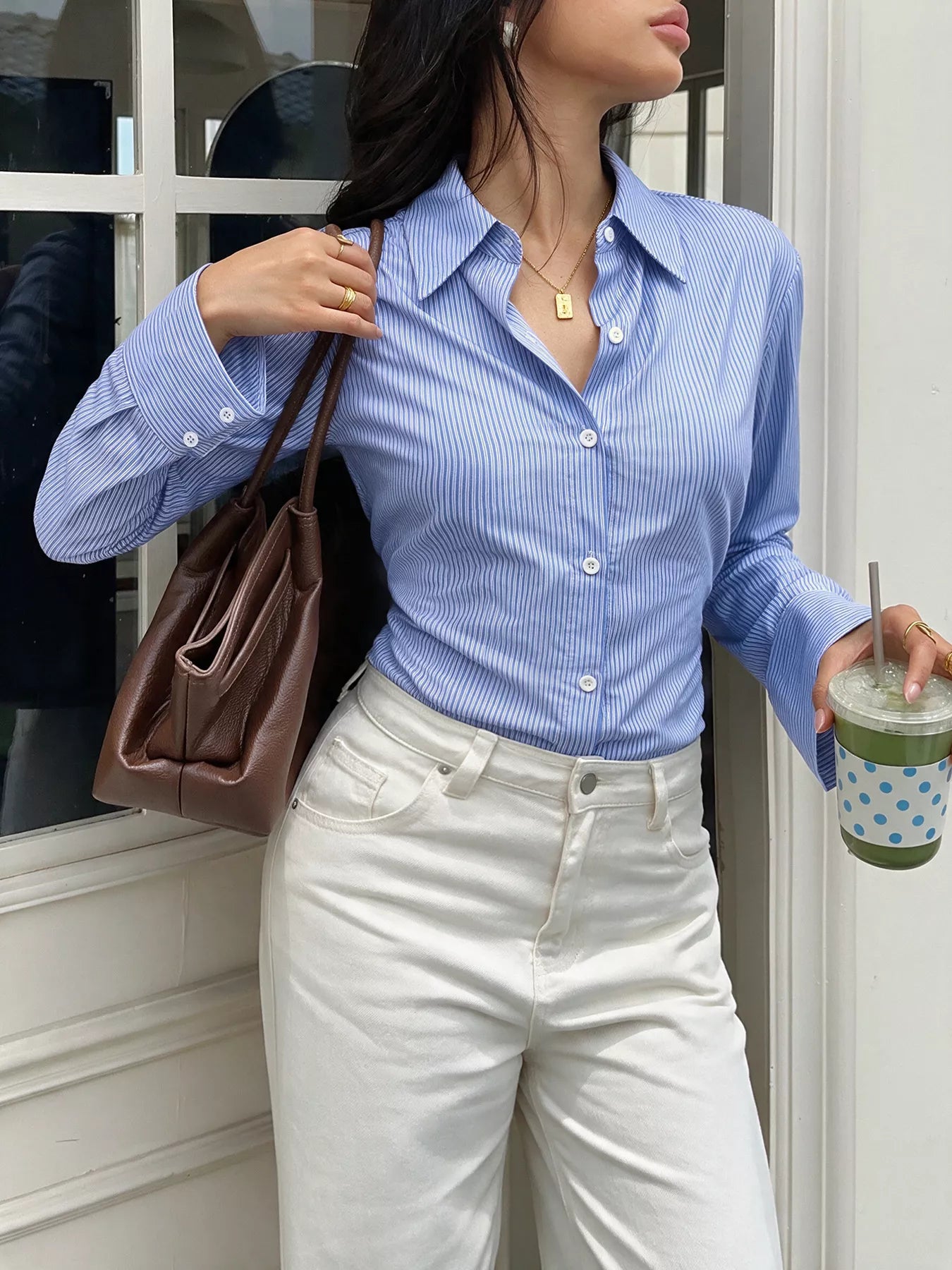 Striped Slim-Fit Button-Down Shirt