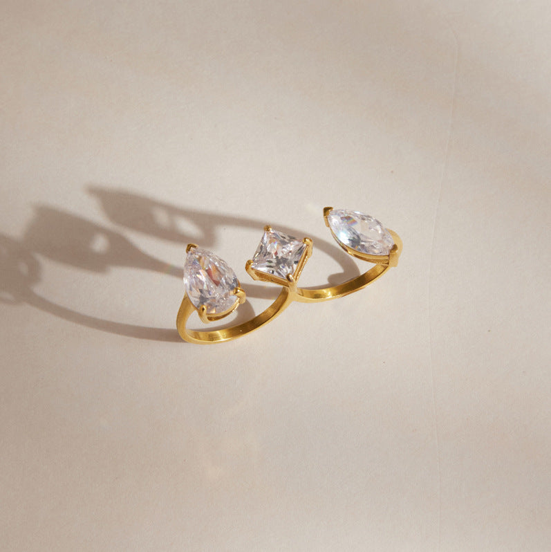 Three Stone Open Ring
