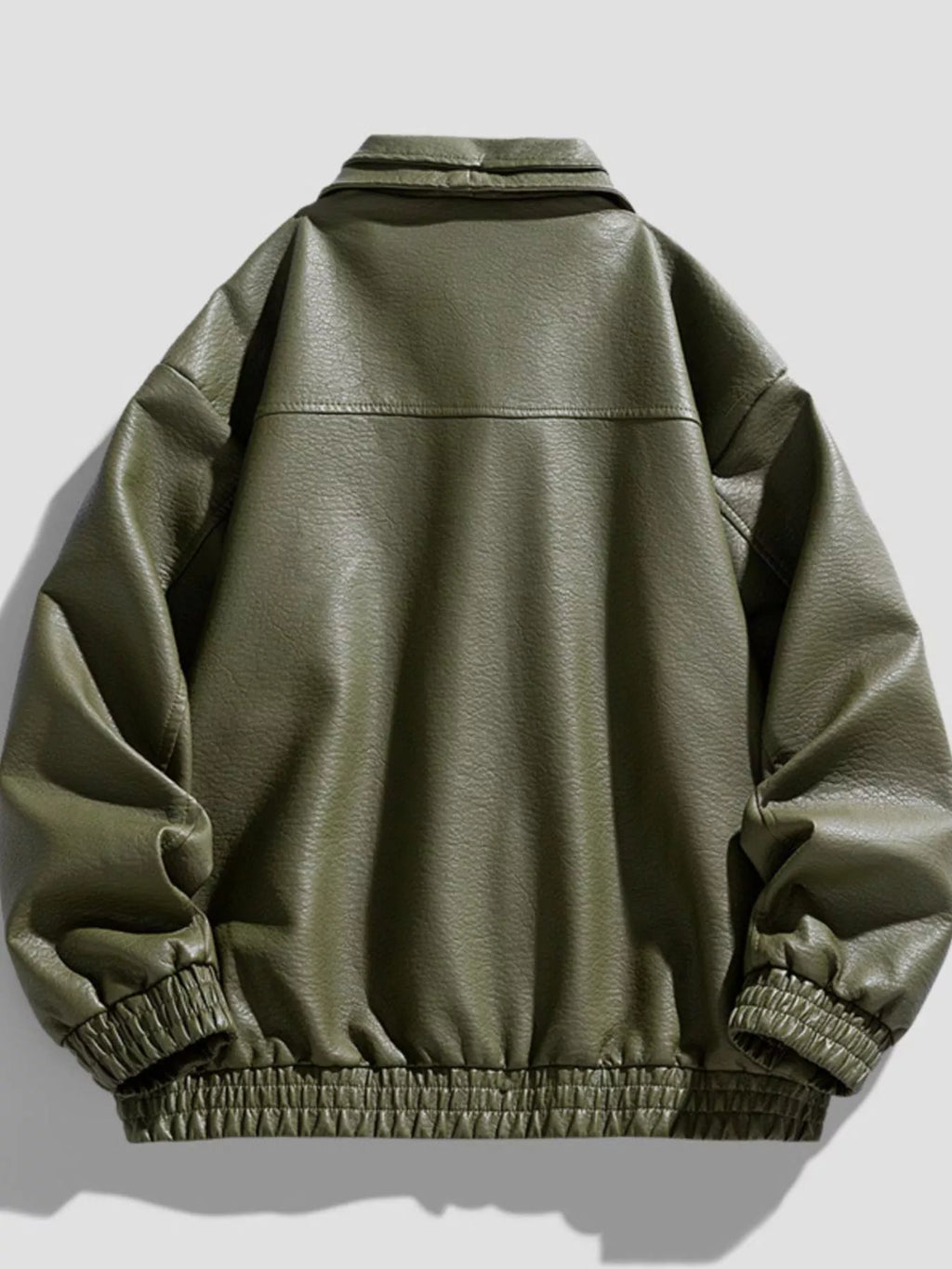 Men's Plus Size Faux Leather Bomber Jacket