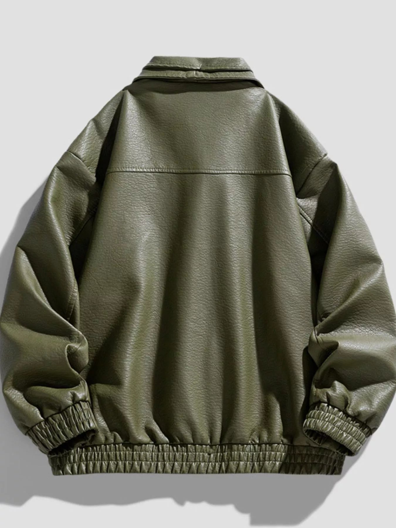 Men's Plus Size Faux Leather Bomber Jacket