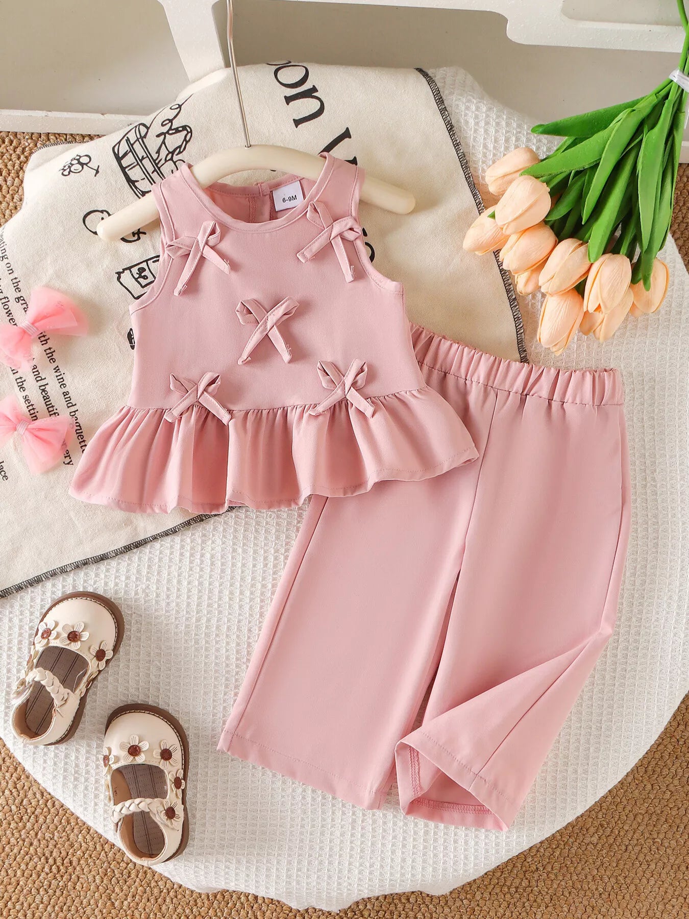 Children's Ruffled Hem Tank and Pants Set