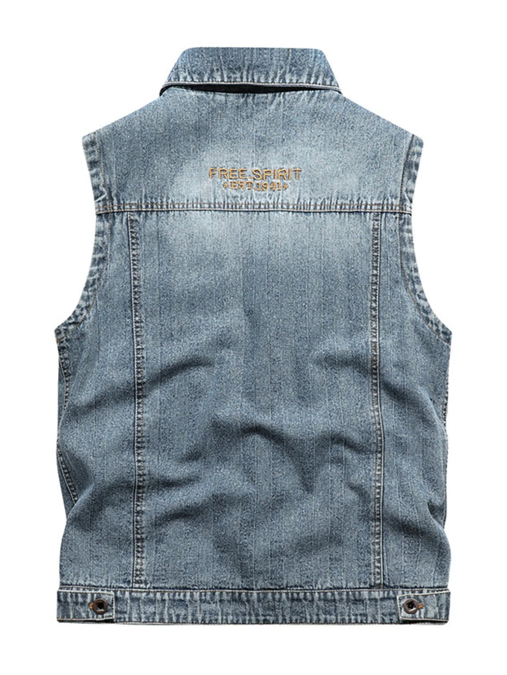 Men's Plus Size Button Up Denim Vest