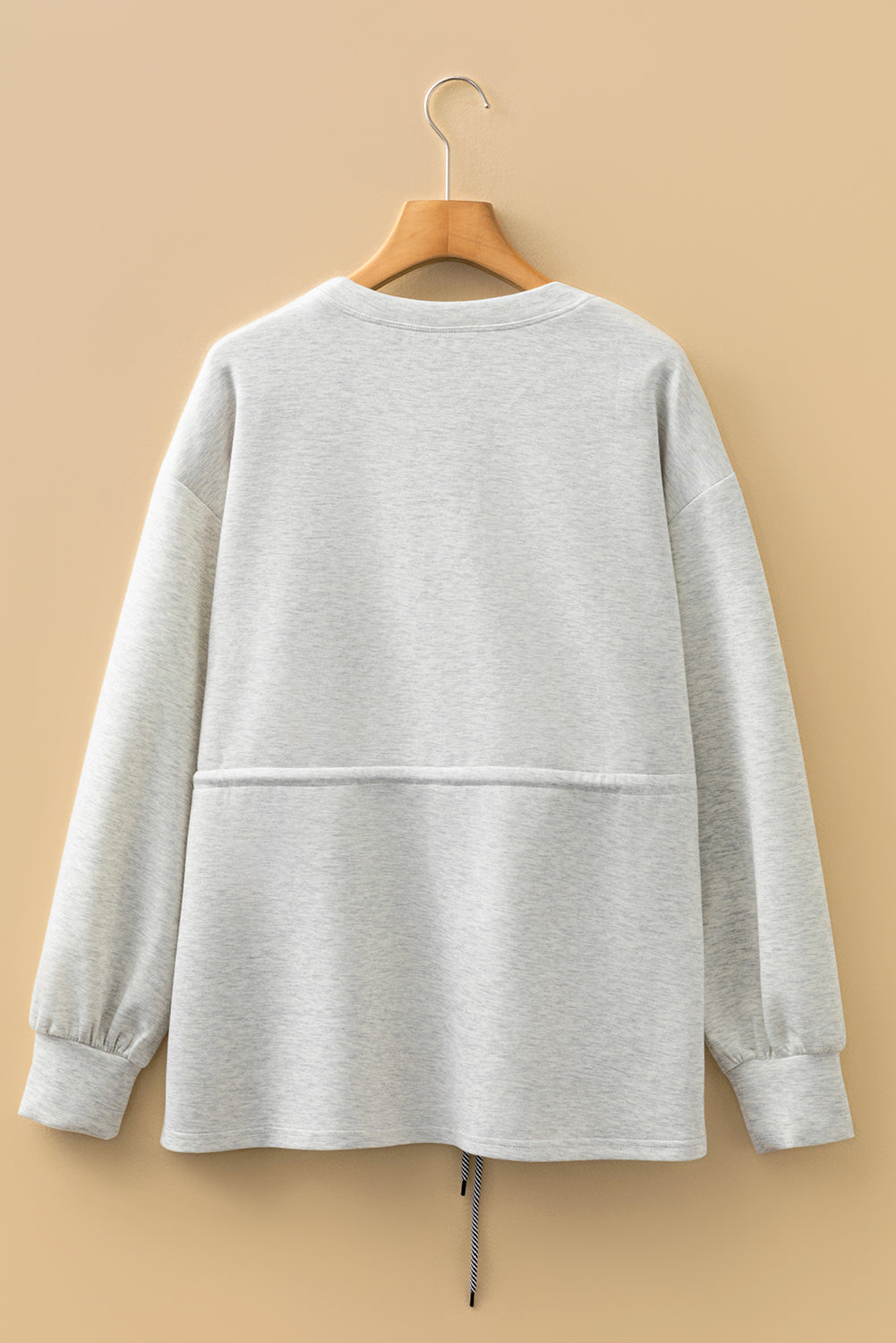 Solid Drawstring Waist Tunic Sweatshirt
