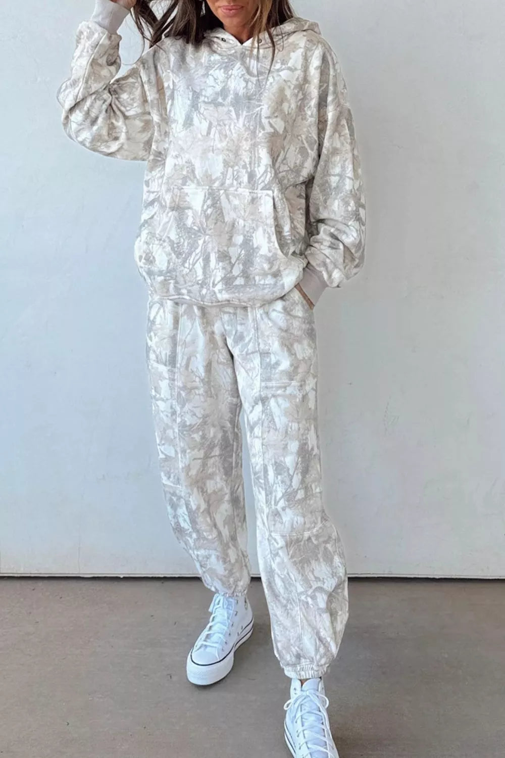 Multicolour Abstract Print Long Sleeve Elastic Waist Pant Set
