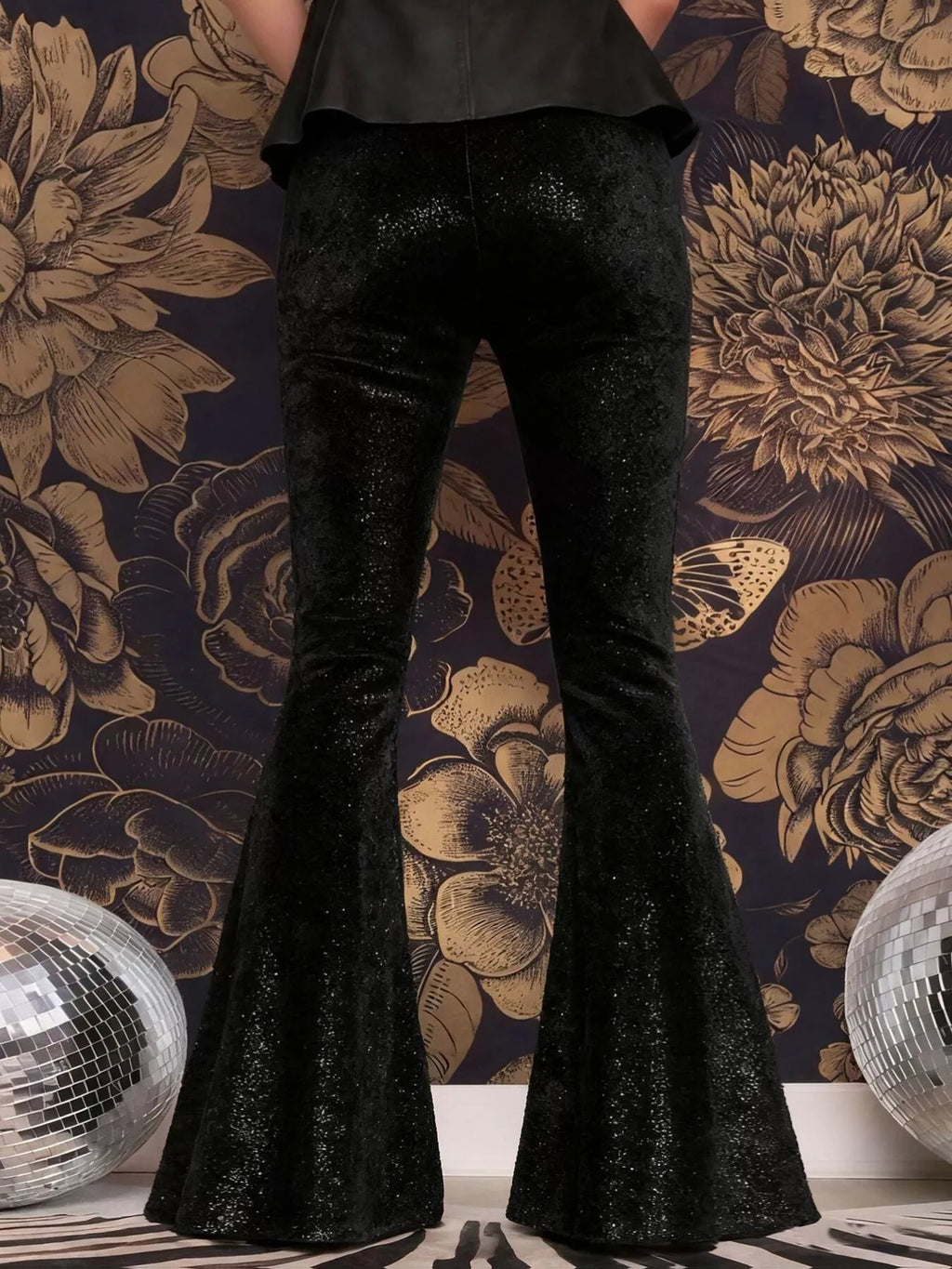 Velvet High Waist Flared Pants