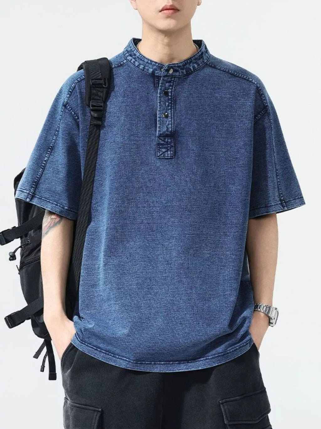 Men's Vintage Wash Short Sleeve Denim Shirt