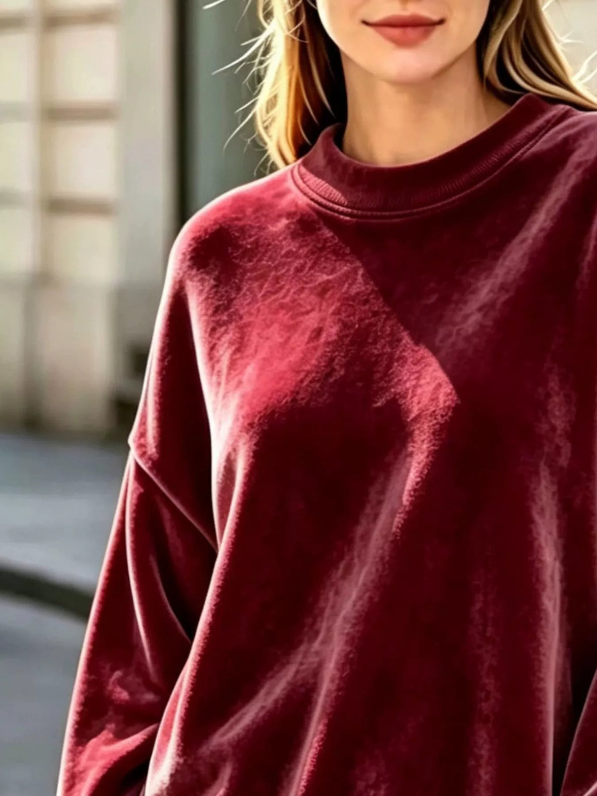 Full Size Crew Neck Dropped Shoulder Sweatshirt Plus Size