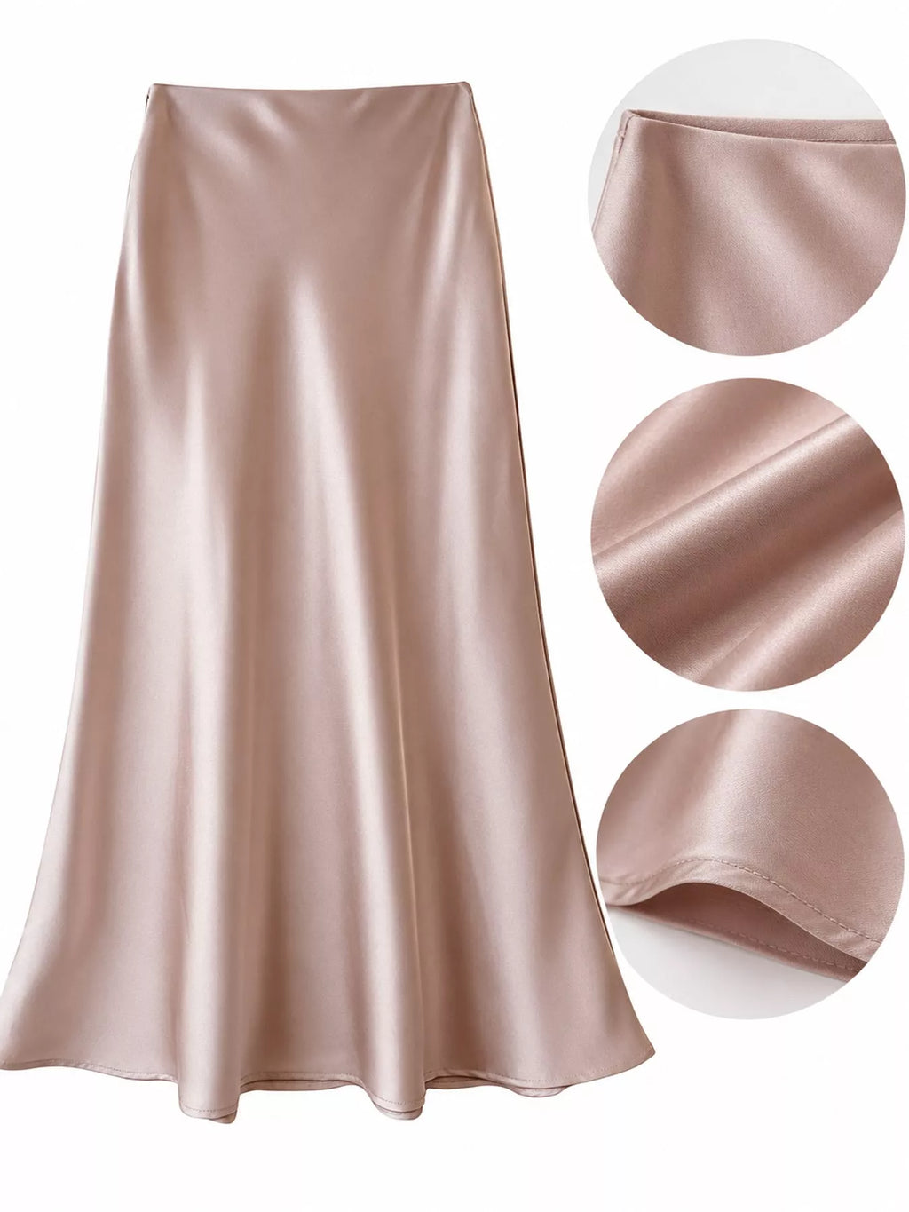 Full Size High-Waisted Satin Midi Skirt Plus Size