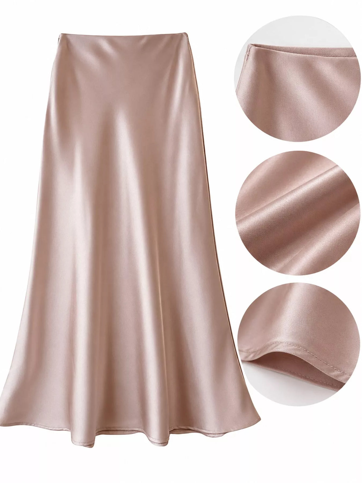 Full Size High-Waisted Satin Midi Skirt Plus Size