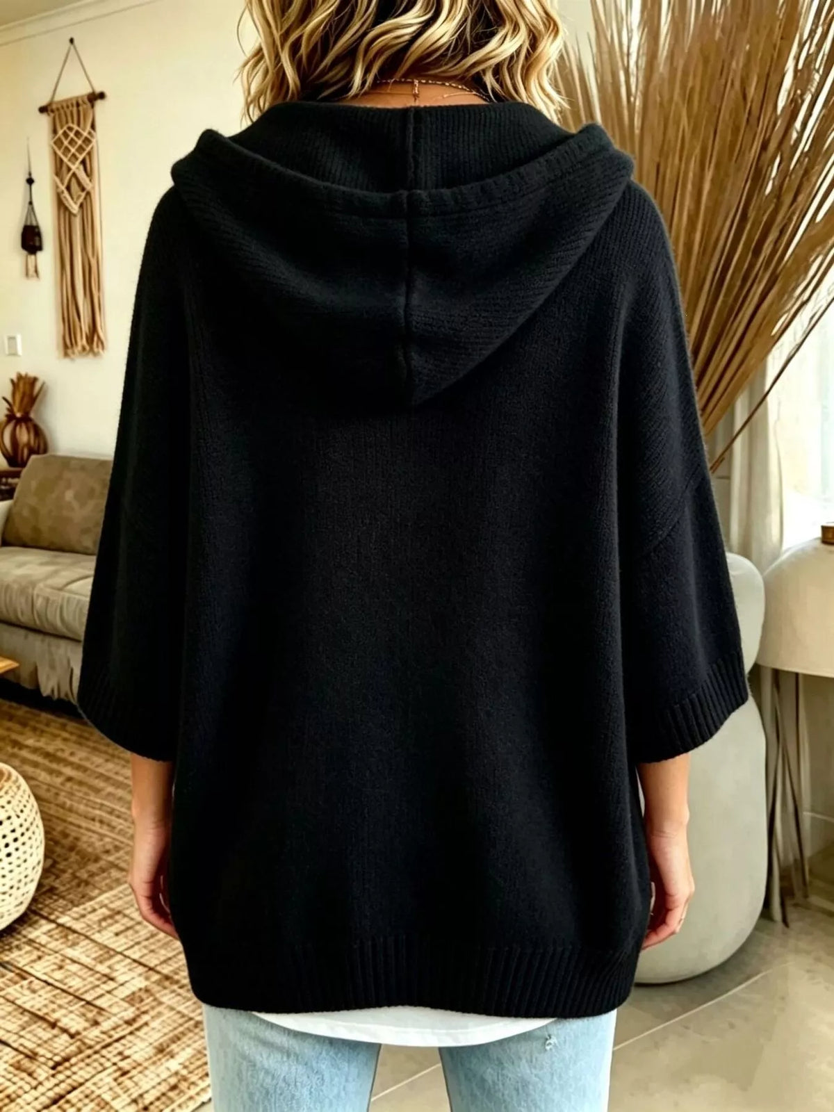 Full Size Hooded Button-Down Knit Cardigan Plus Size