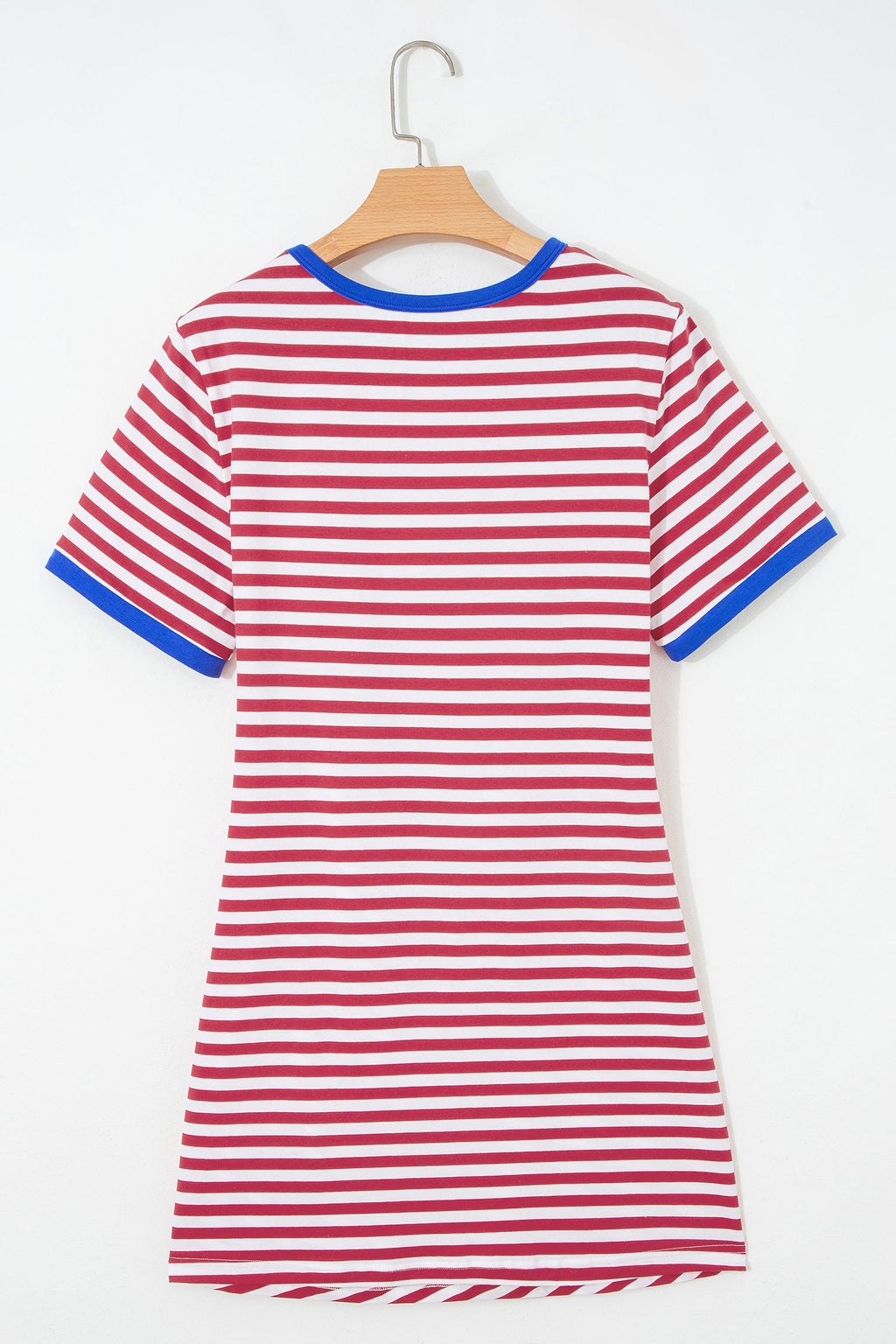 Red Nautical Tie Contrast Trim Round Neck T Shirt Mini Dress