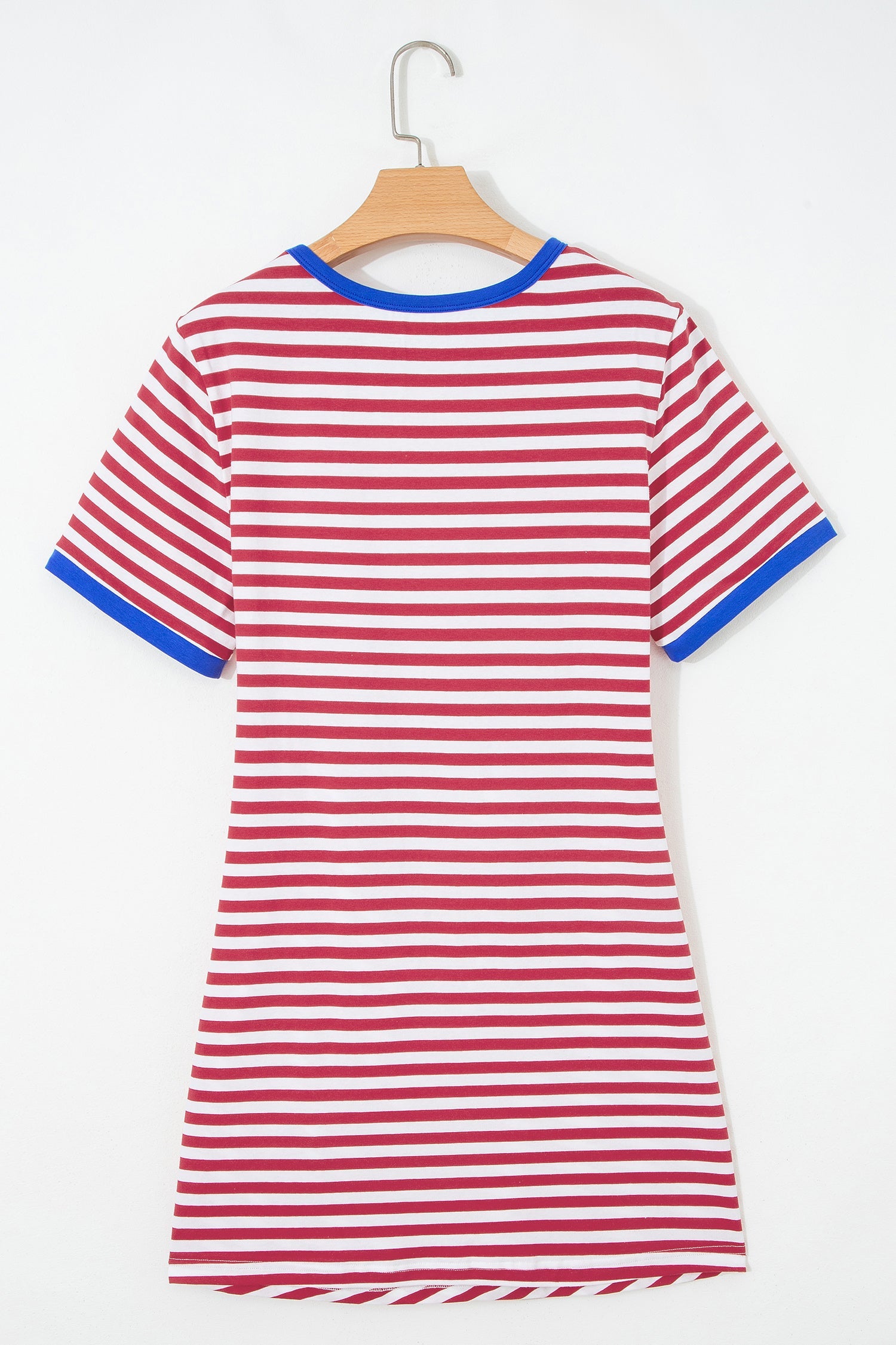 Red Nautical Tie Contrast Trim Round Neck T Shirt Mini Dress