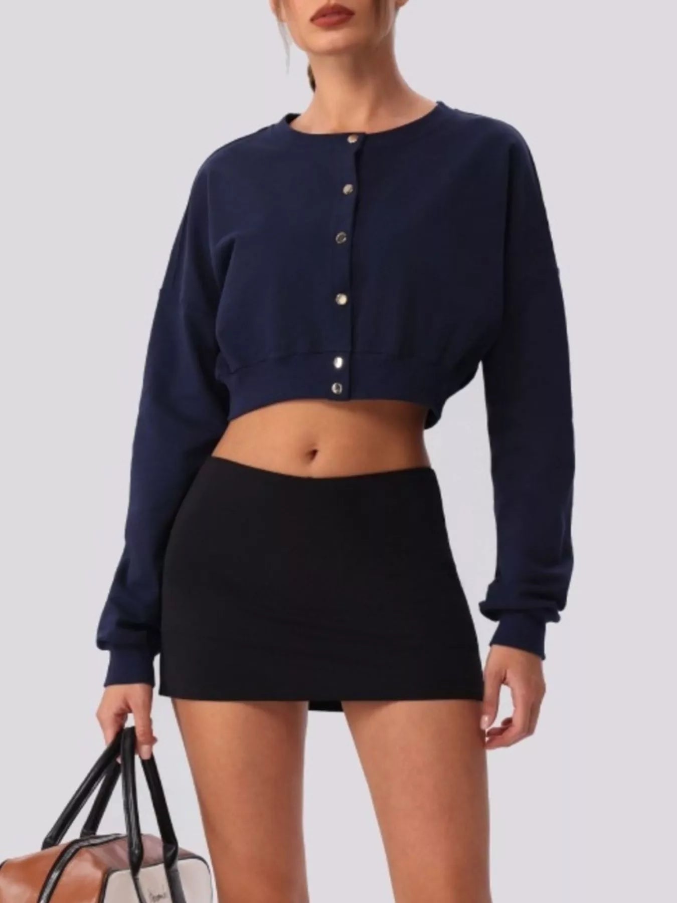Cropped Button-Down Active Cardigan