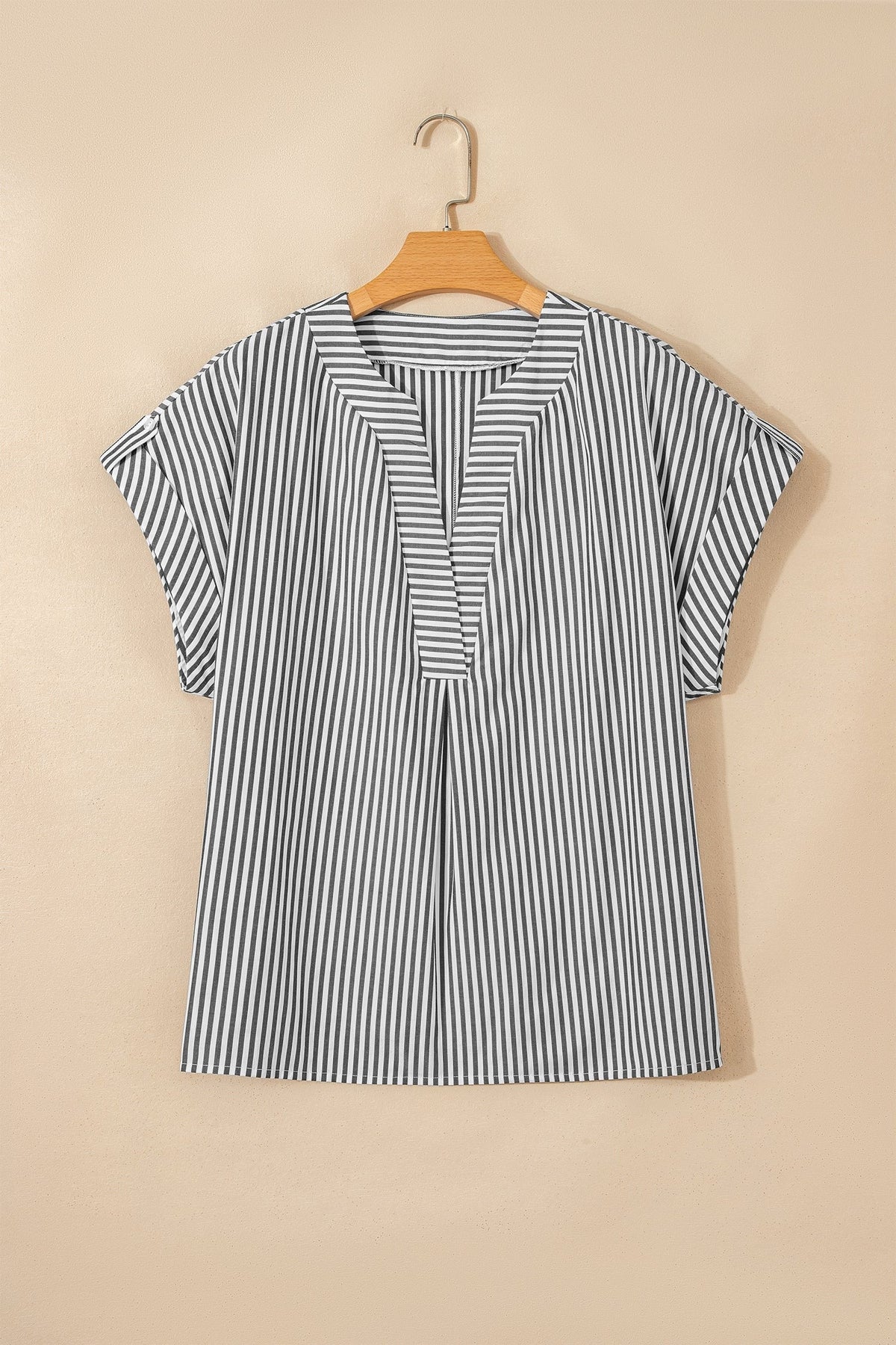 Plus Size Stripe V-Neck Dolman Sleeve Blouse