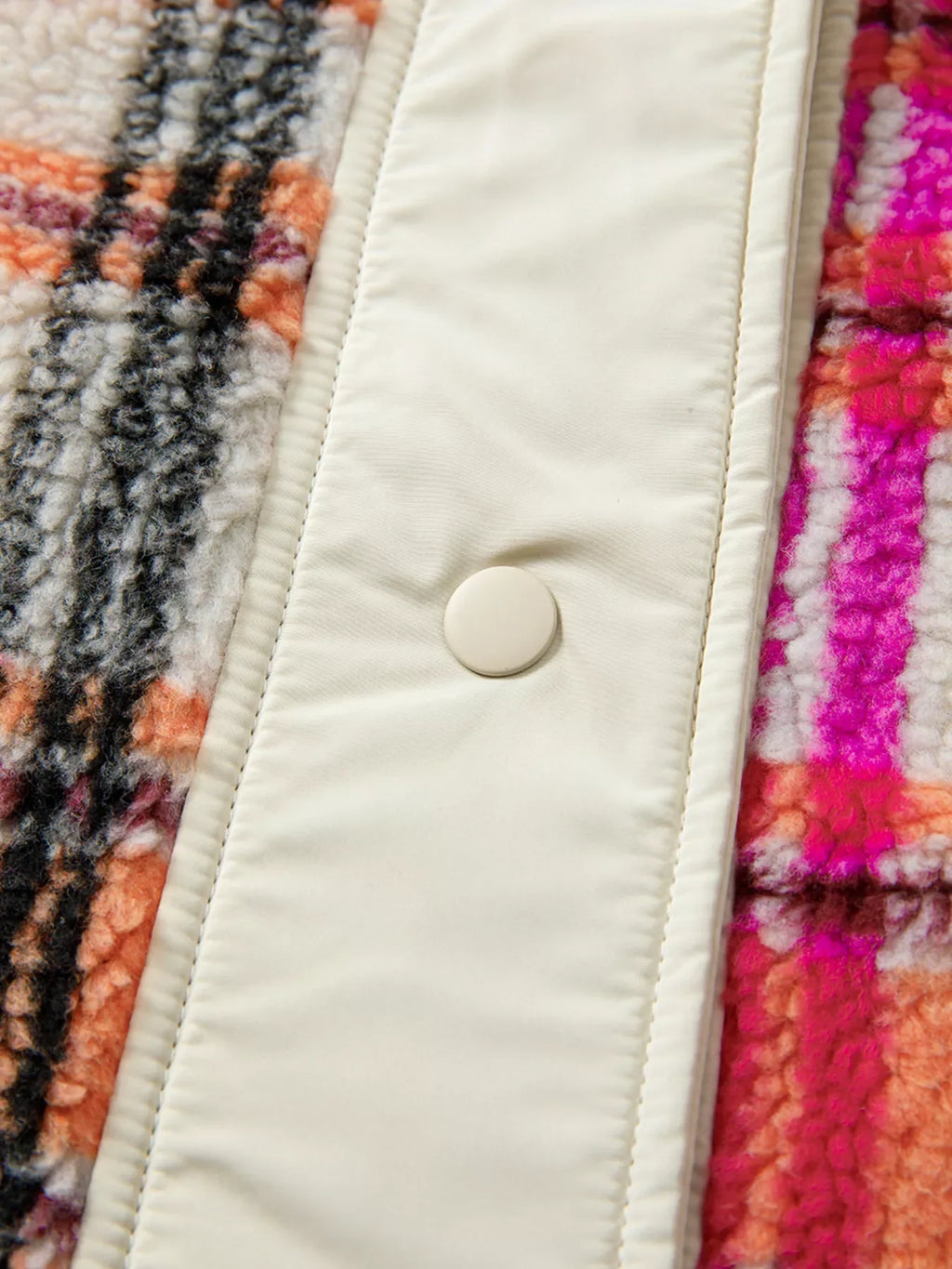 Sherpa Plaid Snap-Front Vest Coat