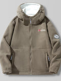Men's Full Size Outdoor Fleece Hooded Jacket Plus Size
