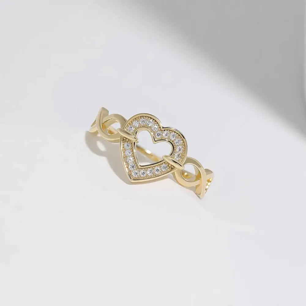 925 Sterling Silver Pavé Heart Ring
