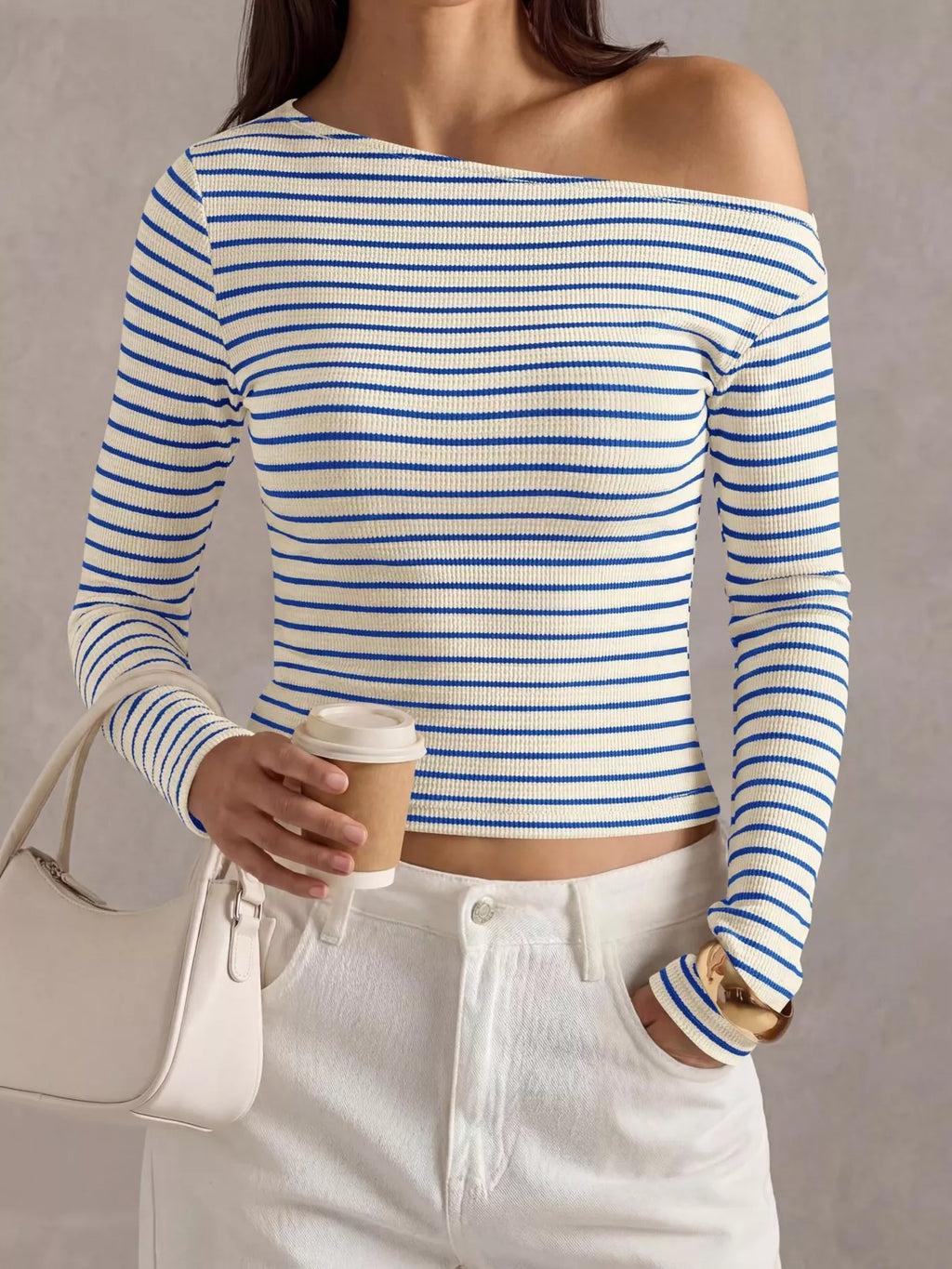 Striped Ribbed Long Sleeve T-Shirt