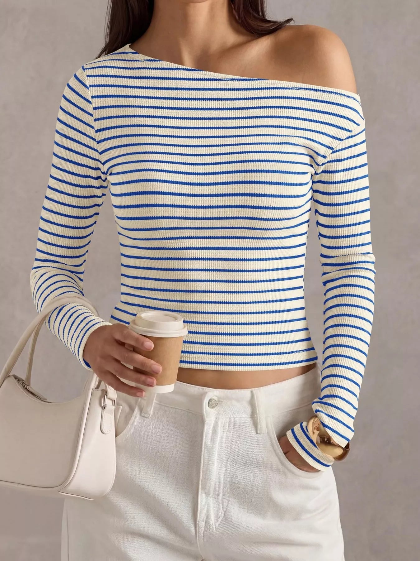 Striped Ribbed Long Sleeve T-Shirt