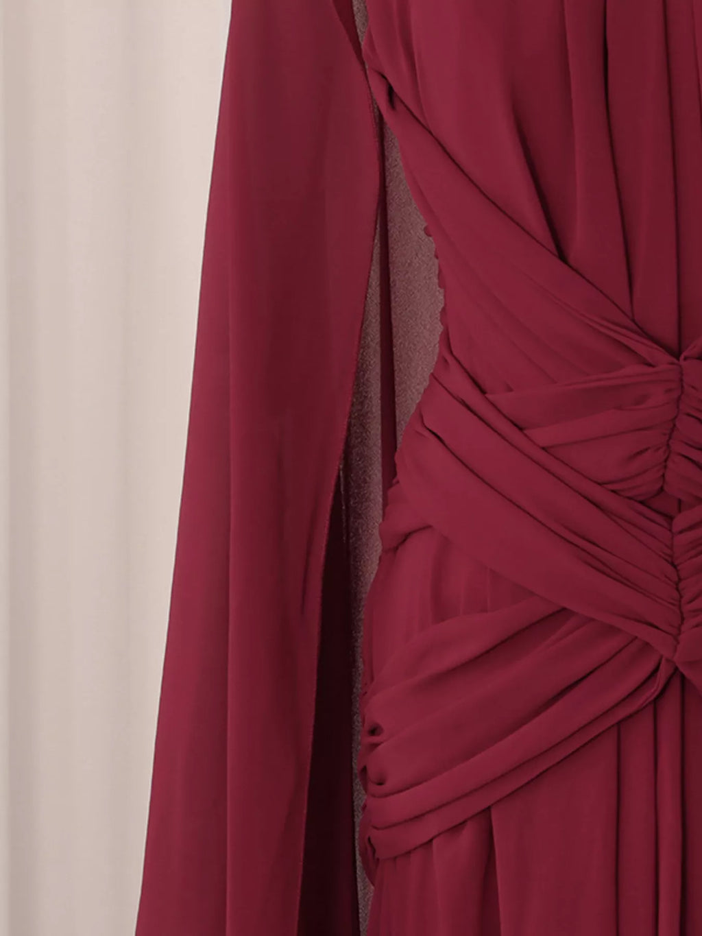 Ruched Halter Neck Cape Maxi Dress