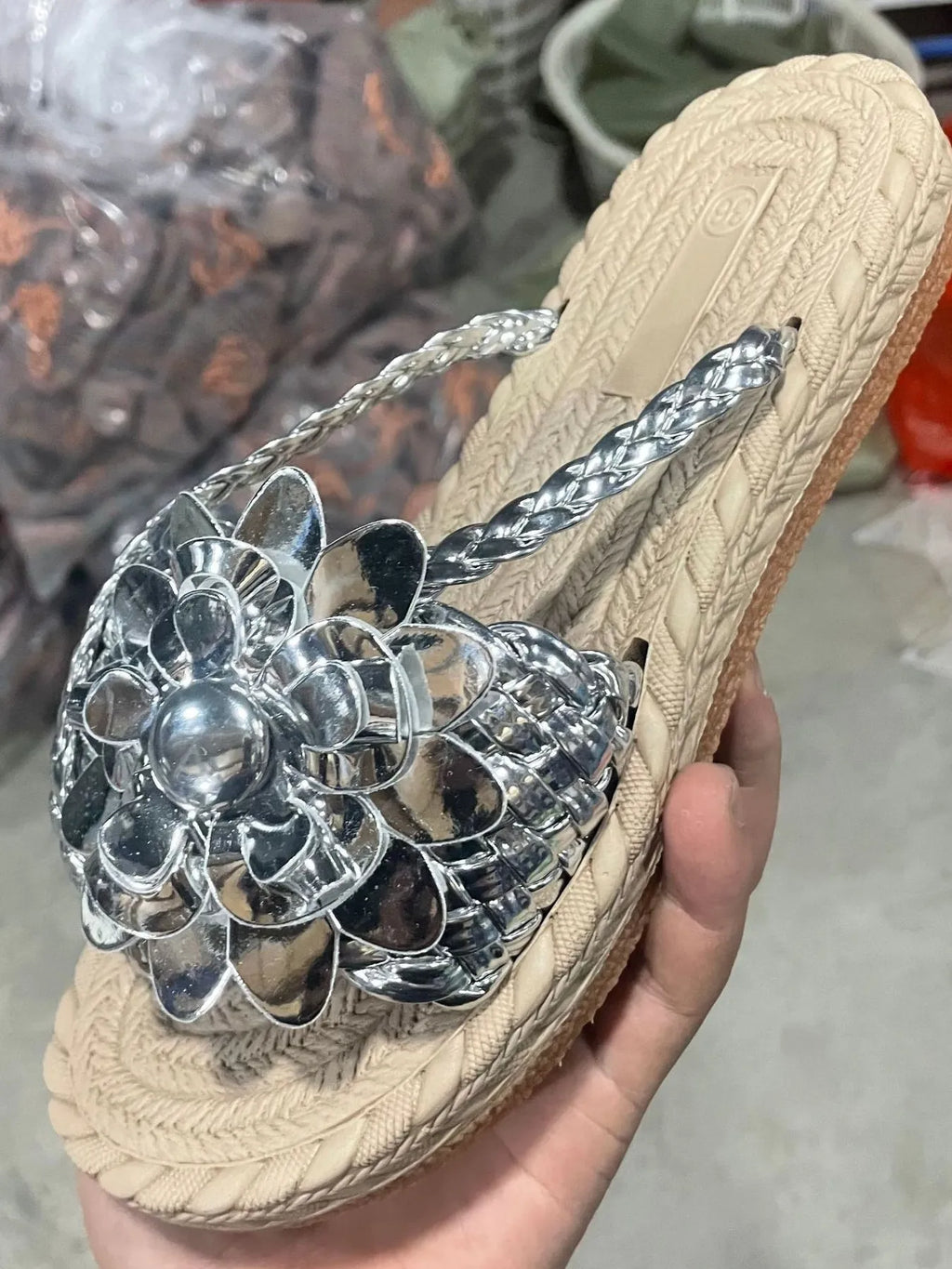 Floral Embellished Comfort Slide Sandals