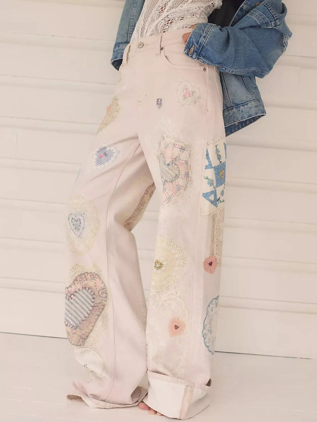 Printed Wide Leg Jeans