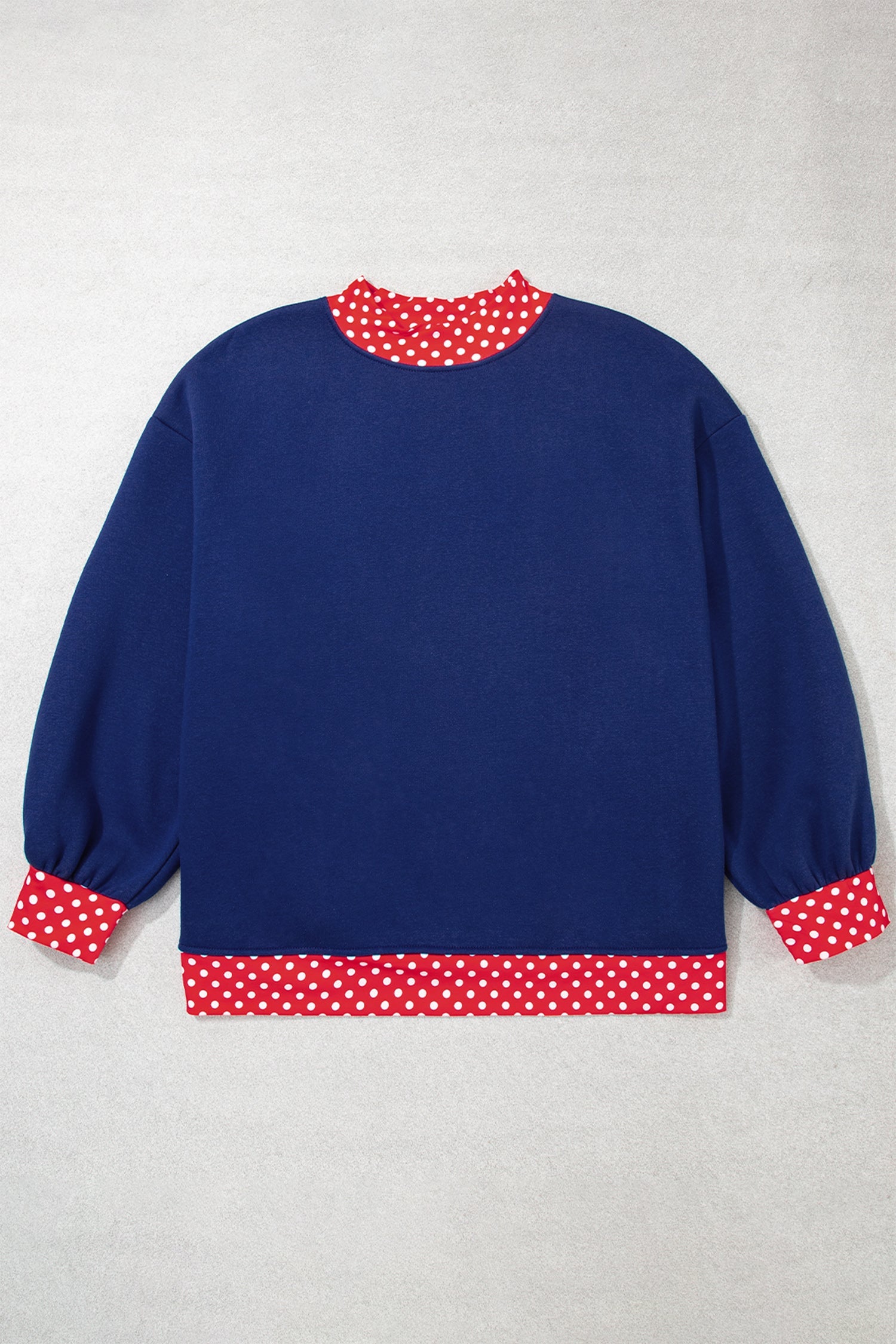 Orange Polka Dot Patchwork Round Neck Plus Size Sweatshirt