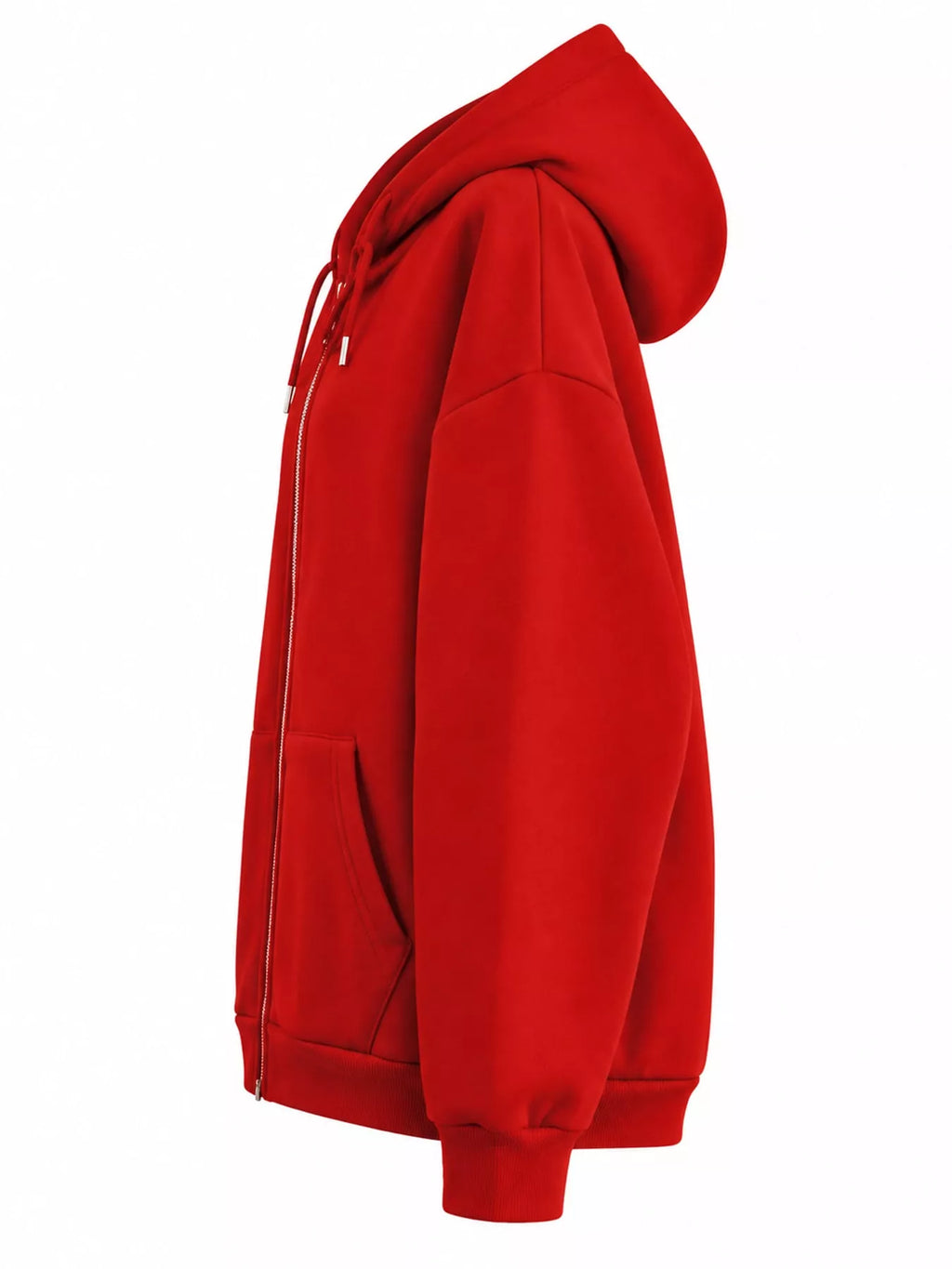 Full Size Oversized Solid Zip-Up Hoodie with Drawstring Plus Size