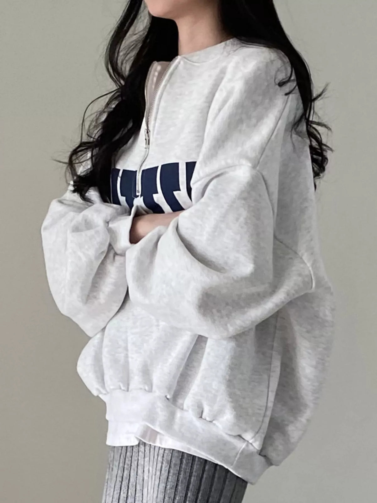 Half-Zip Letter Graphic Sweatshirt