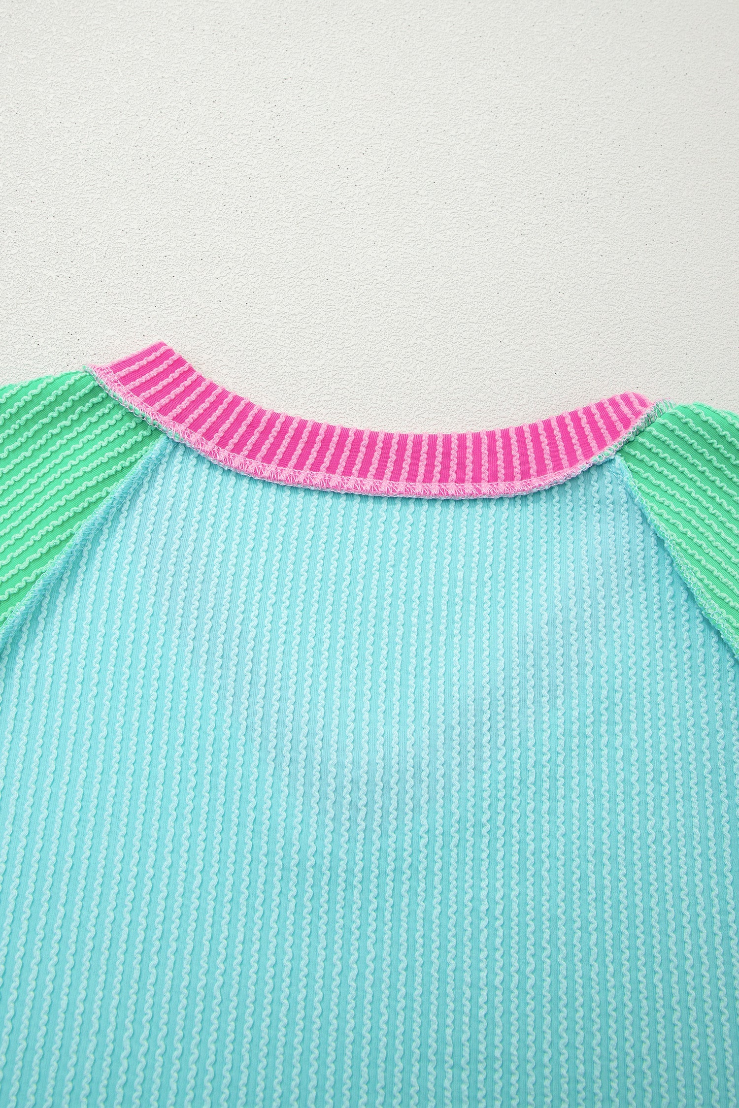 Aruba Blue Color Block Twisted Ribbed Tee