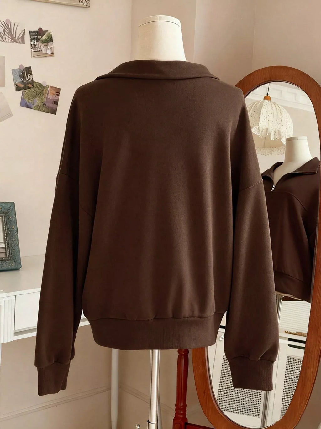 Quarter-Zip Dropped Shoulder Sweatshirt